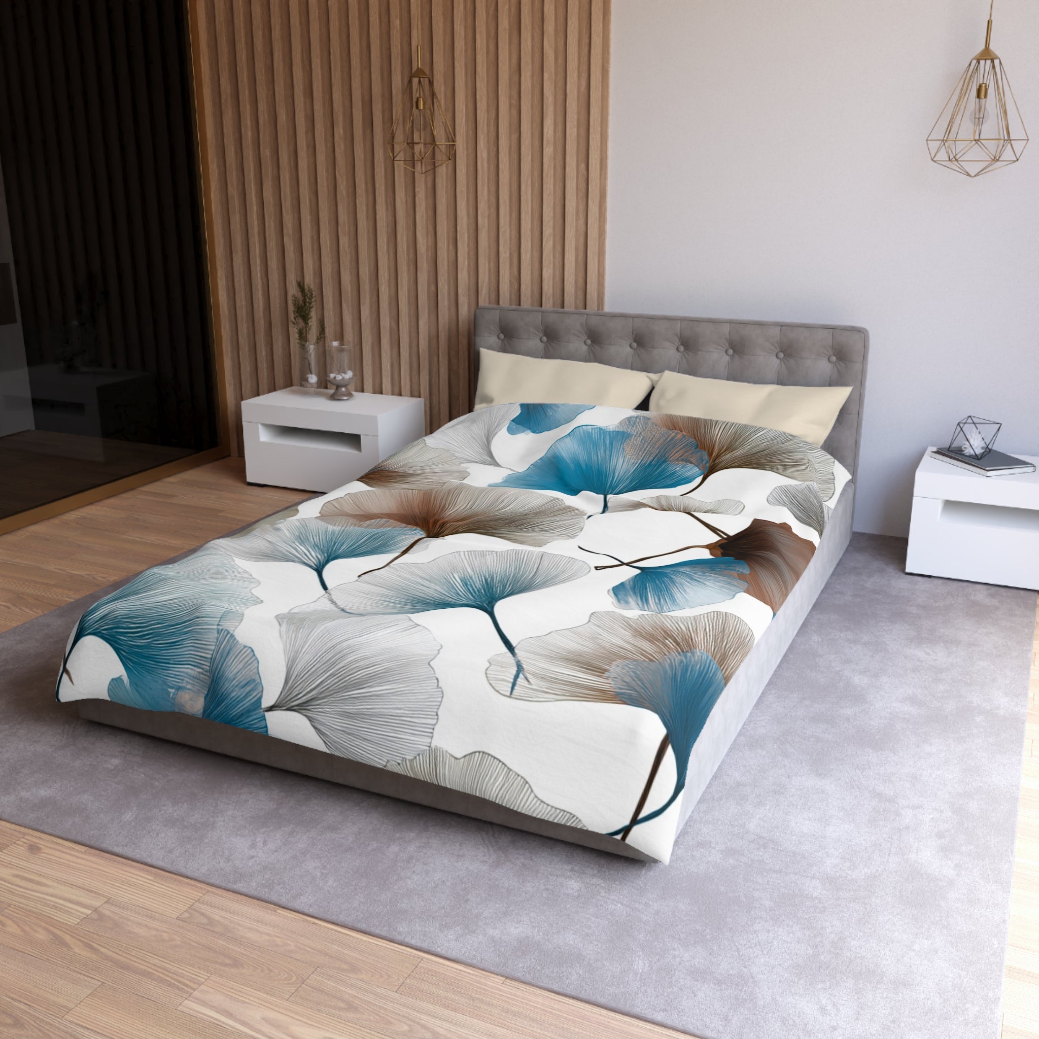 Floral Duvet, Pillow Cover | White Blue Bedroom Decor
