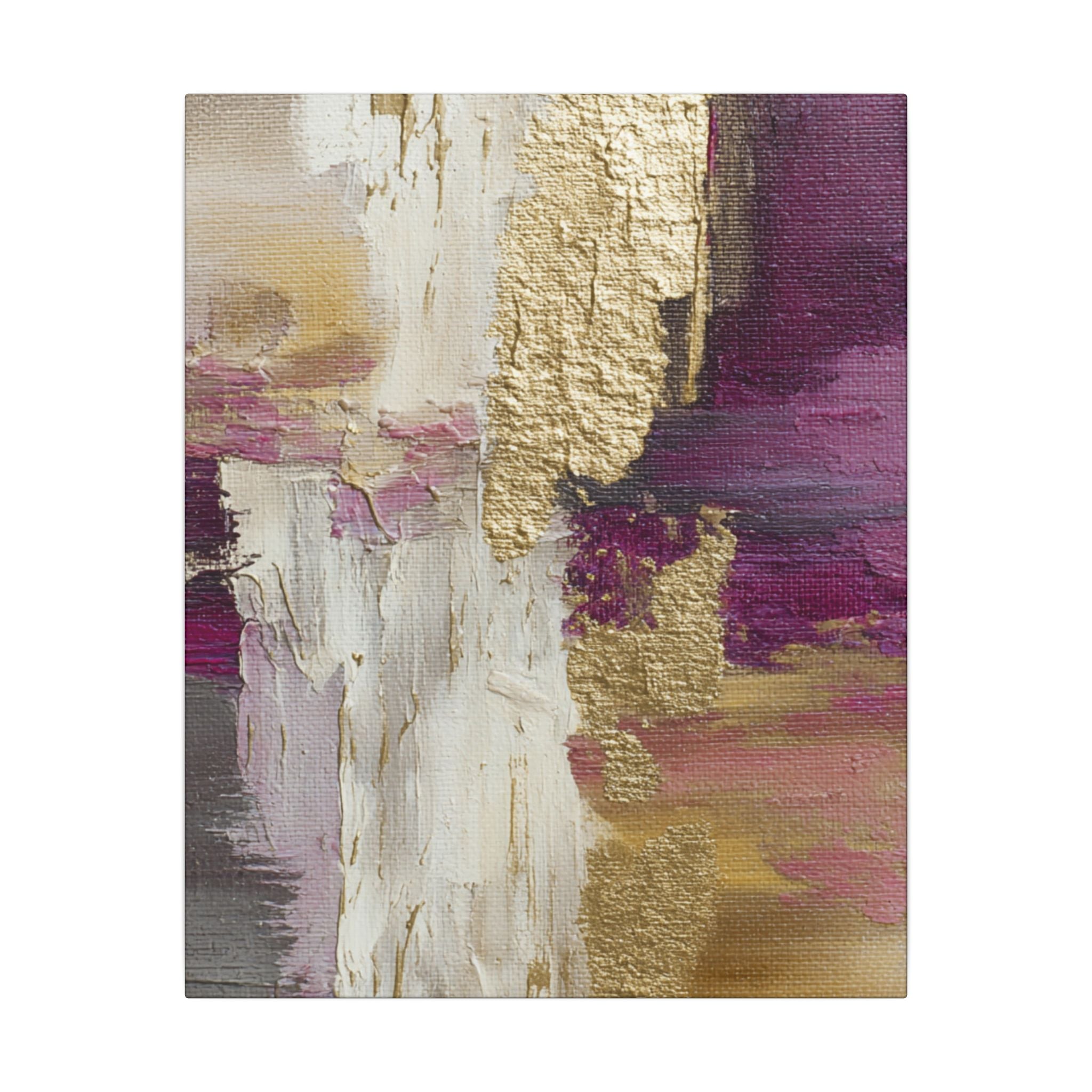Purple & Muted Gold Abstract Canvas Wall Art – Modern Luxe Minimalist Painting Print