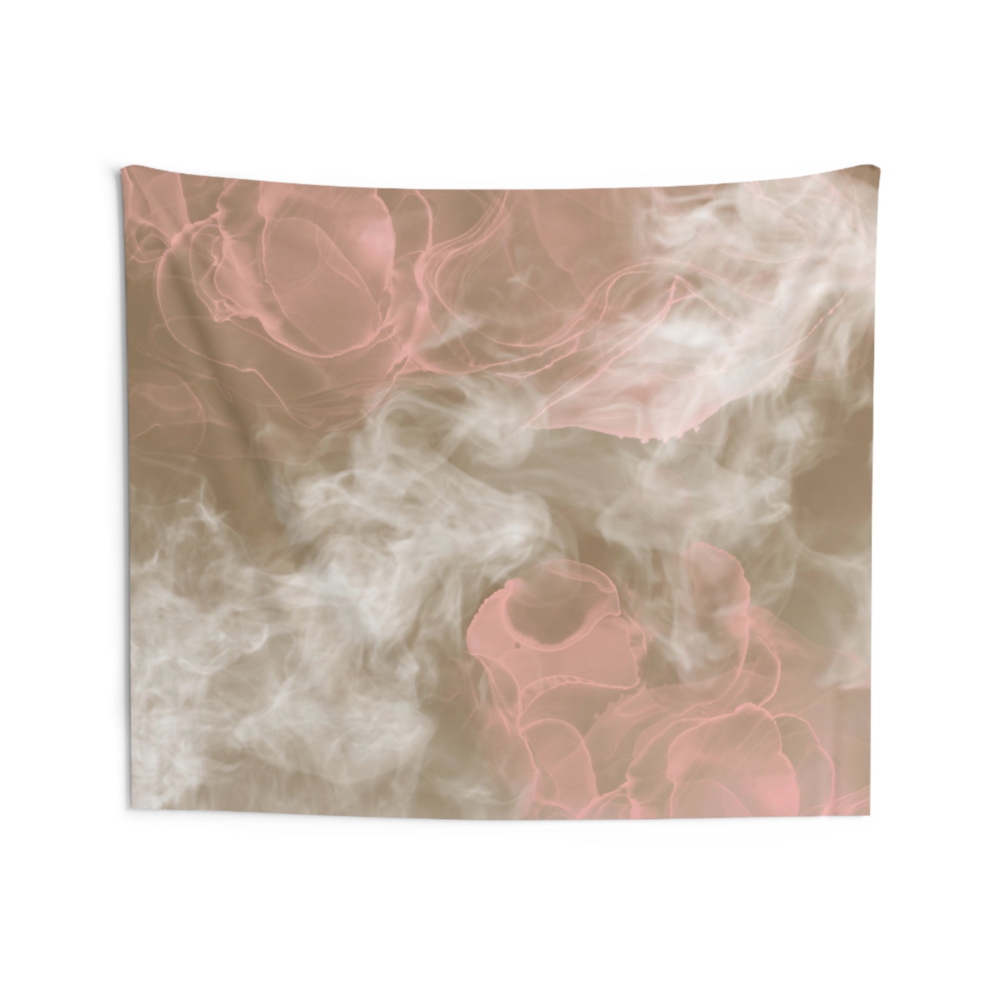 Abstract Wall Hanging Fabric Tapestry; Beige Pink Watercolor