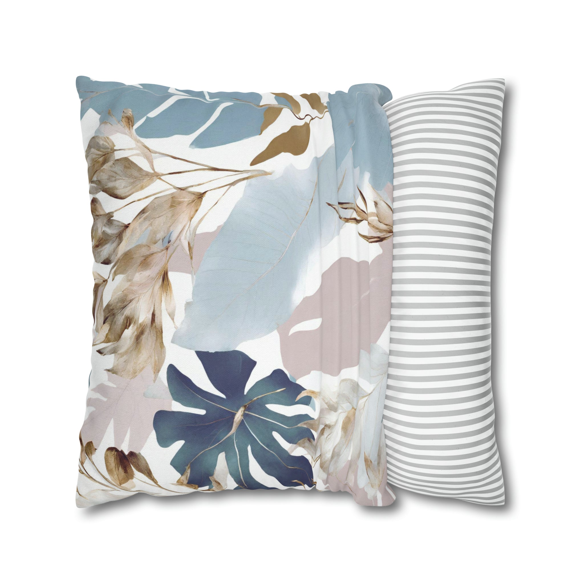 Boho Floral Throw Pillow Cover | Jungle Blue Blush Pink White