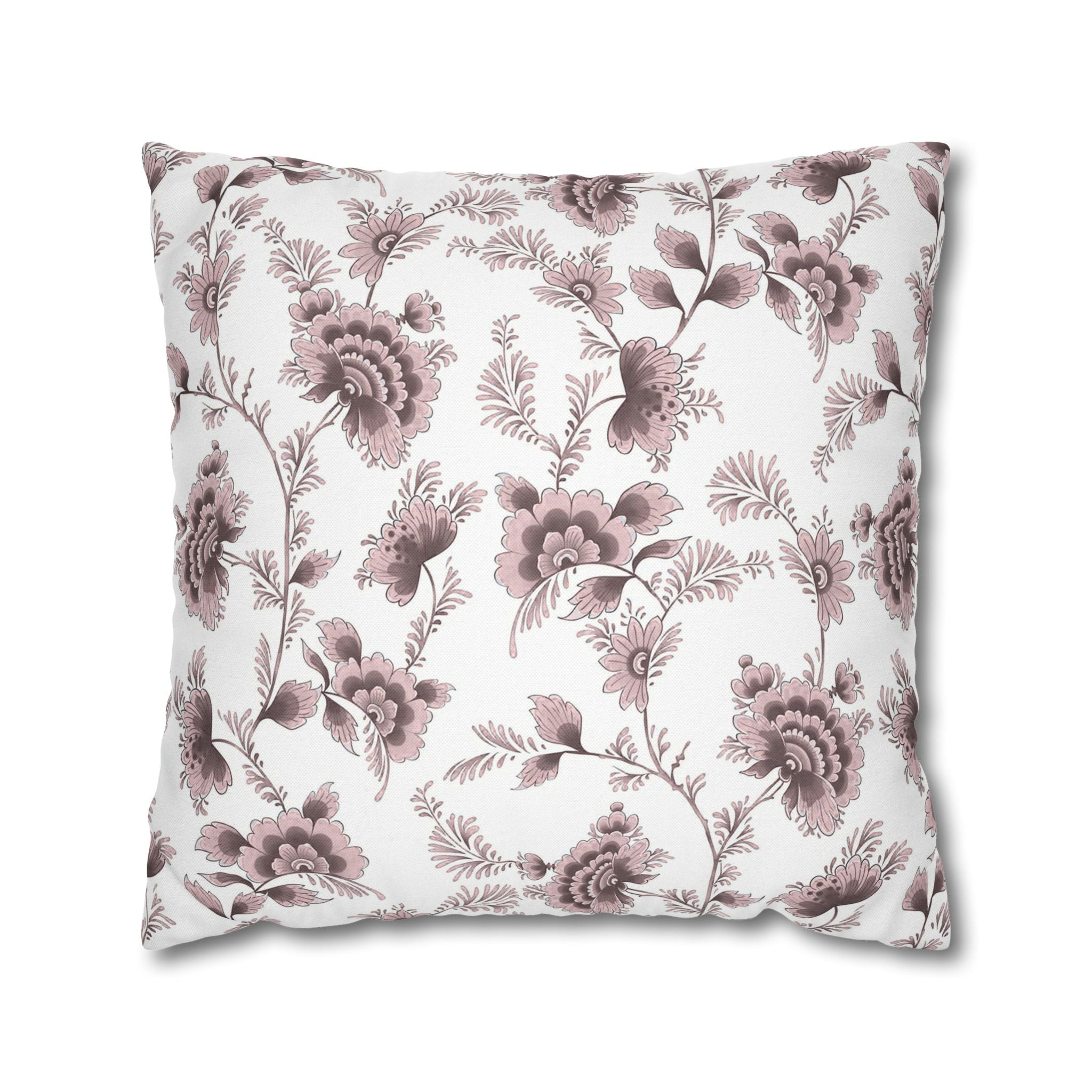 Floral Pillow Cover | Chinoiserie Blush Pink Brown White Pillowcase