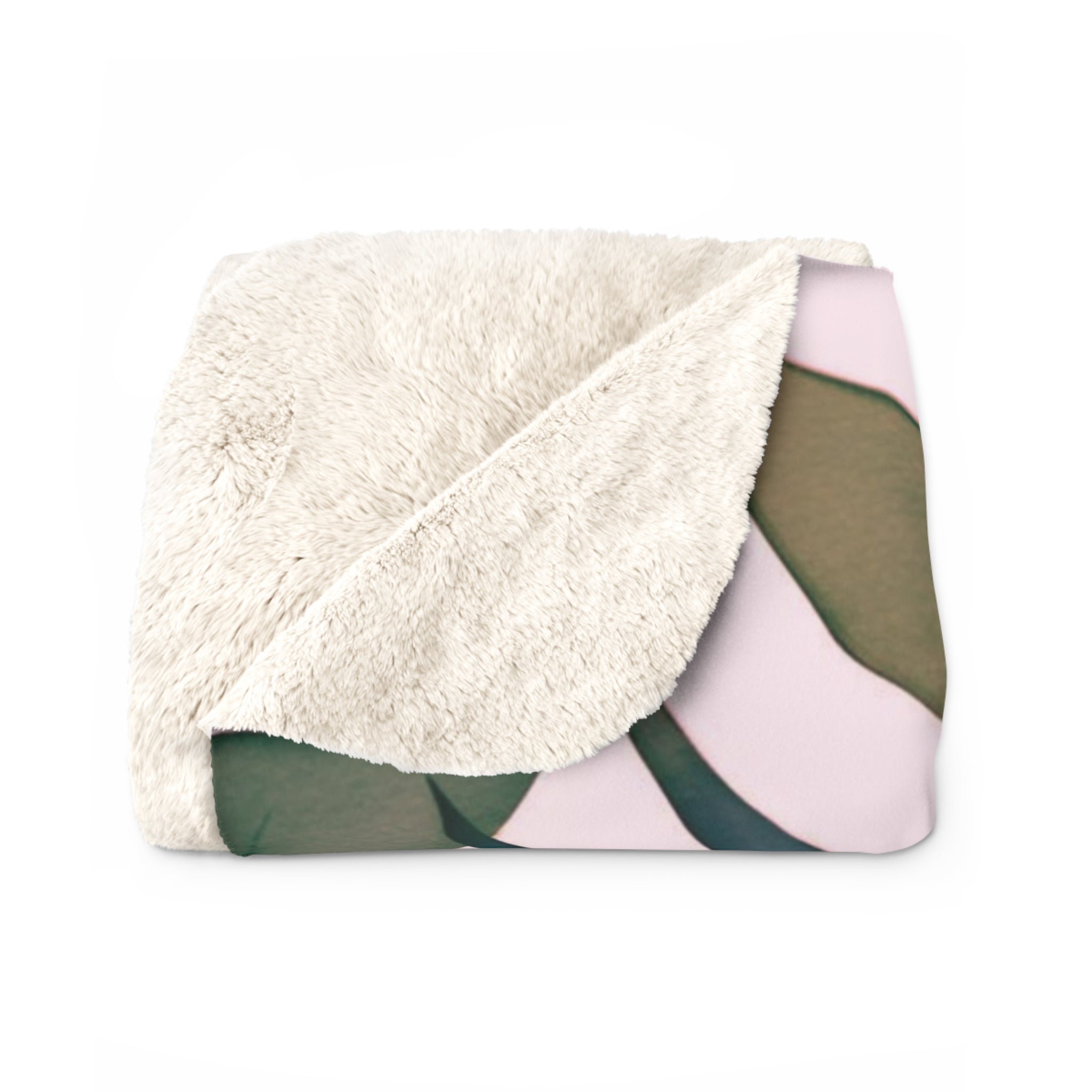 Floral Throw Blanket | Dark Green, Blush Pink Eucalyptus Leaves