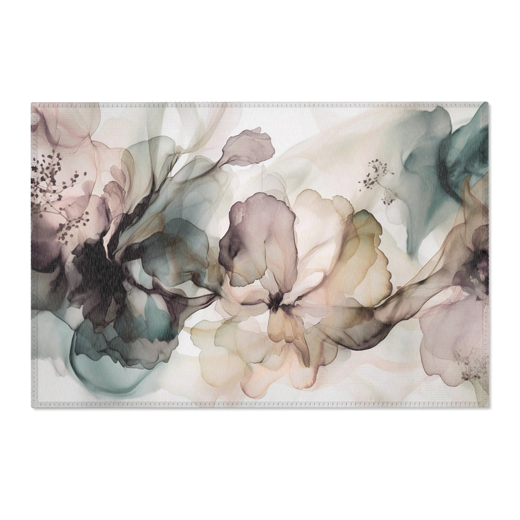 Abstract Large Area Rug | Modern Ombre Floral Watercolor Rug