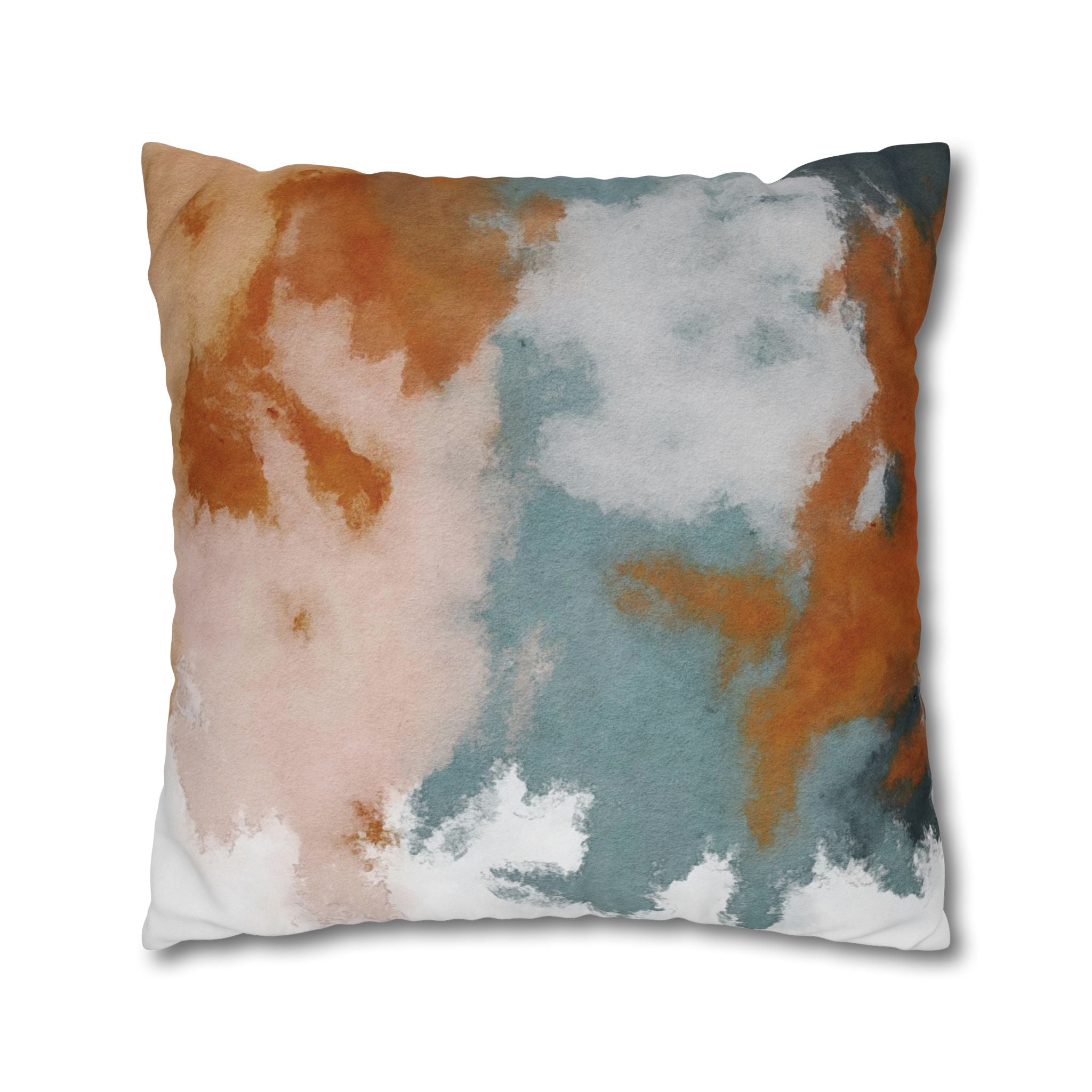 Square Poly Canvas Pillowcase | Muted Rust Blue blush