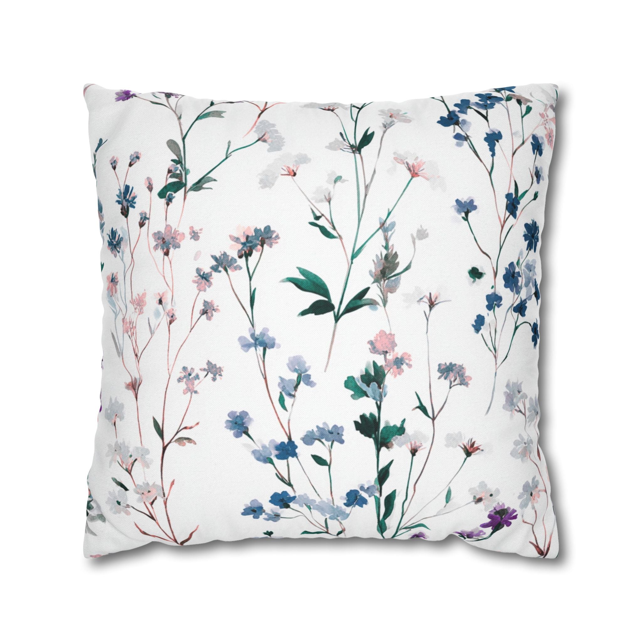 Floral Pillow Cover | Green Blush Watercolor Pillowcase