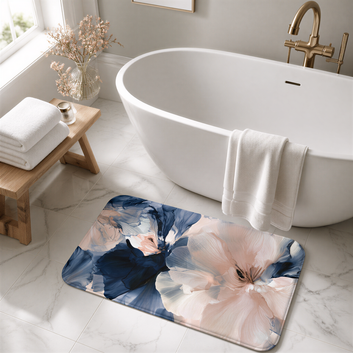 a white bath tub sitting next to a white bath tub