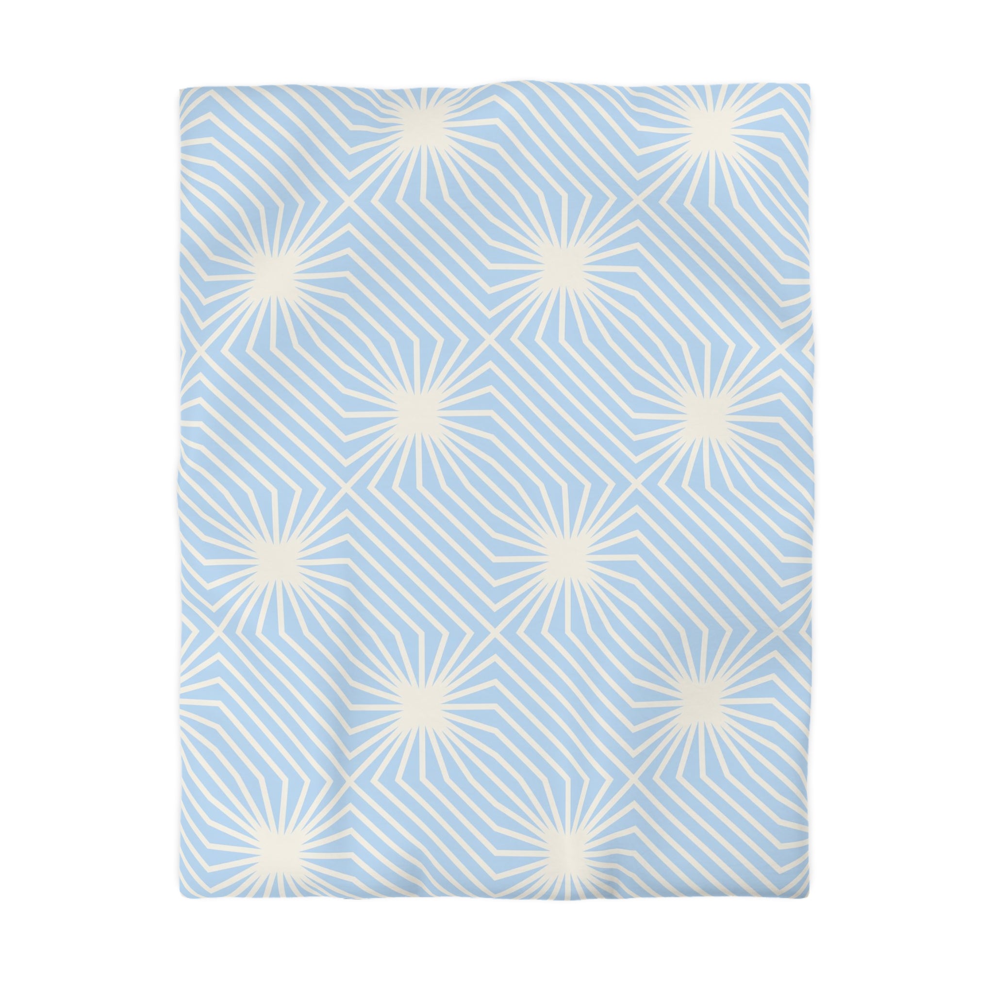 Art Deco Duvet Cover | Pale Blue, White Bedding Blanket Cover | Bedding Sets