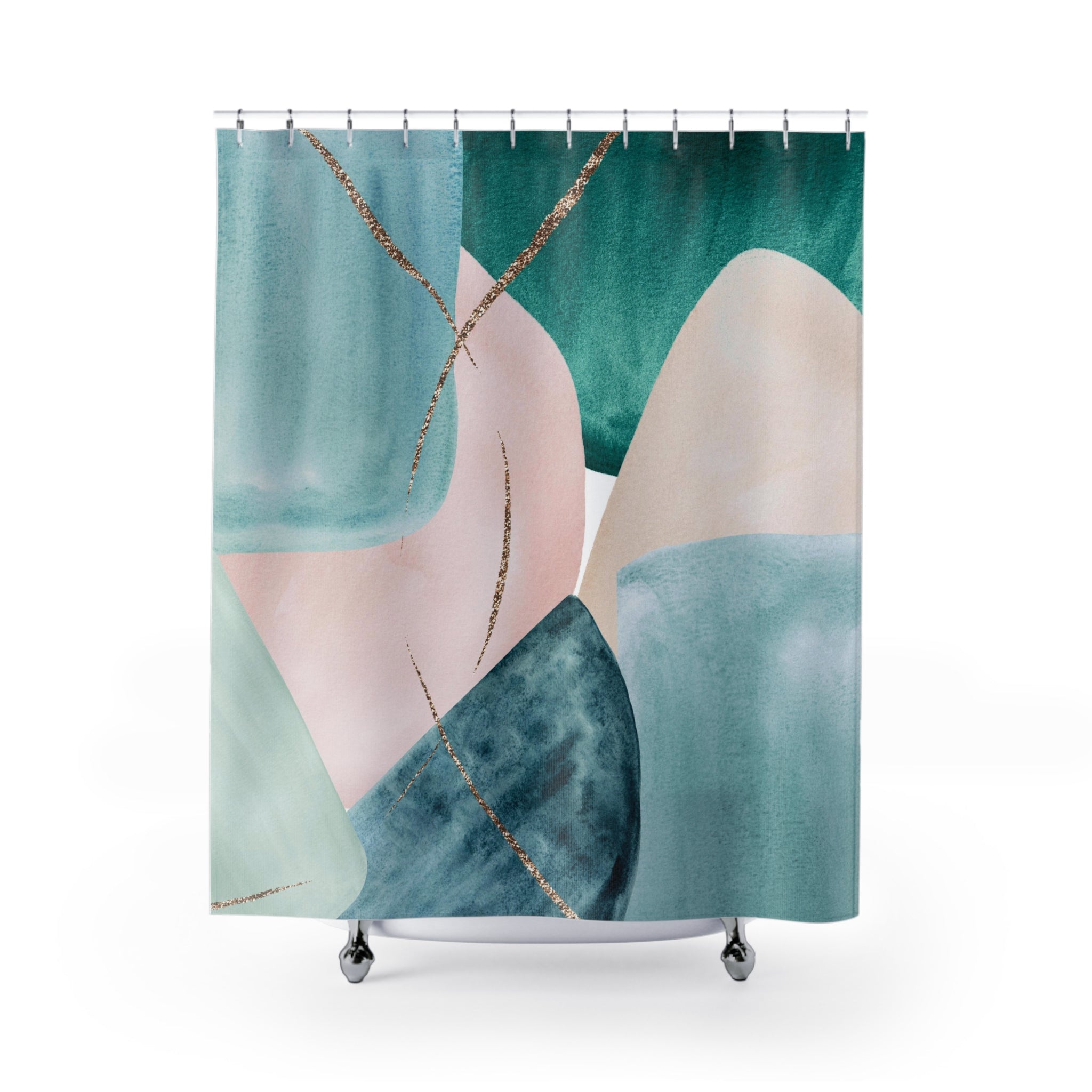 modern boho fabric shower curtain