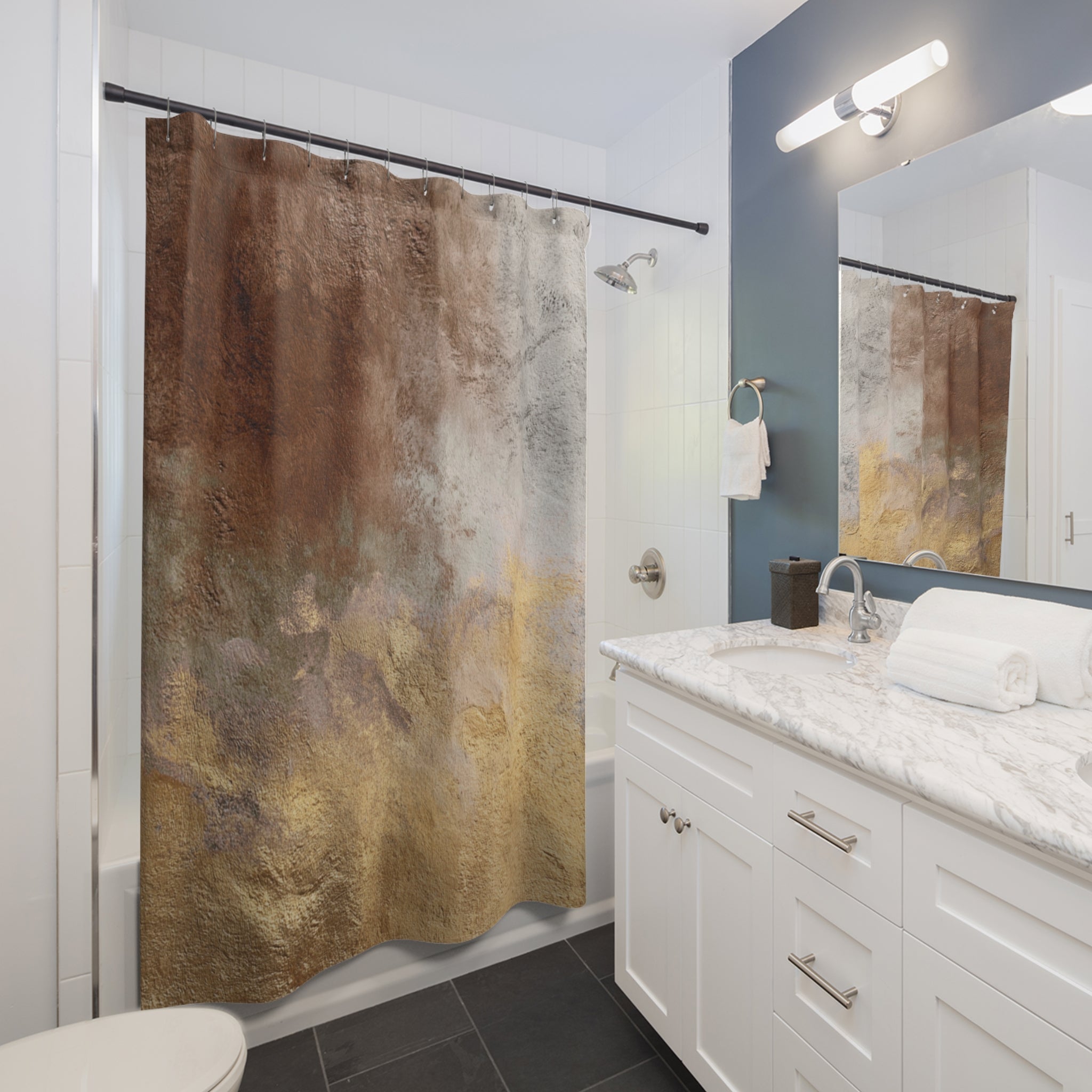 Abstract Texture Shower Curtain | Moody Earth Tone Bath Decor