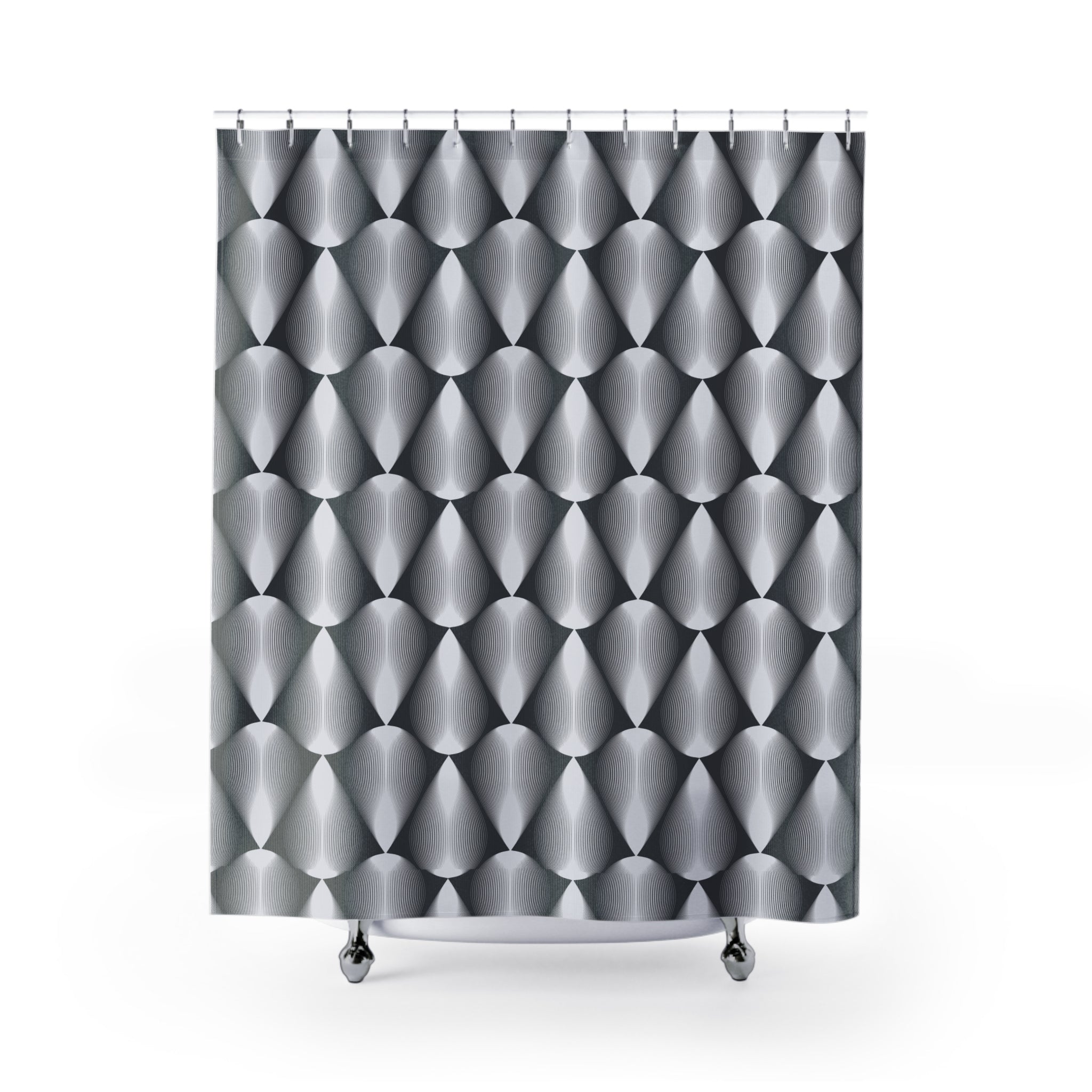 Black White Shower Curtain | Grey Geometric Art Deco