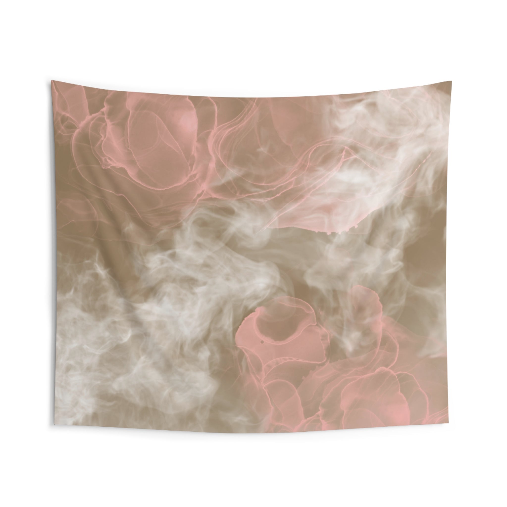Abstract Wall Hanging Fabric Tapestry; Beige Pink Watercolor