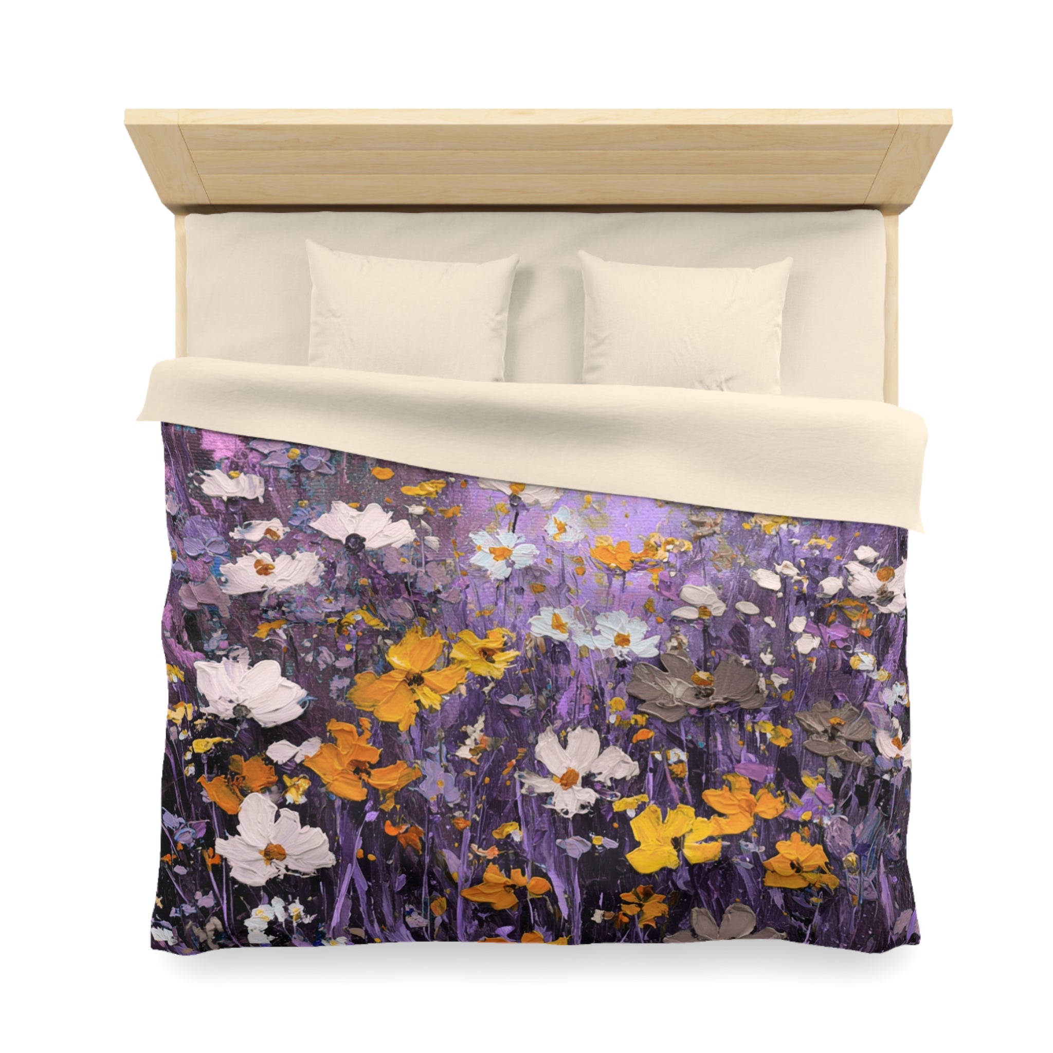 Floral Duvet, Pillow Cover | Purple Yellow Bedroom Decor