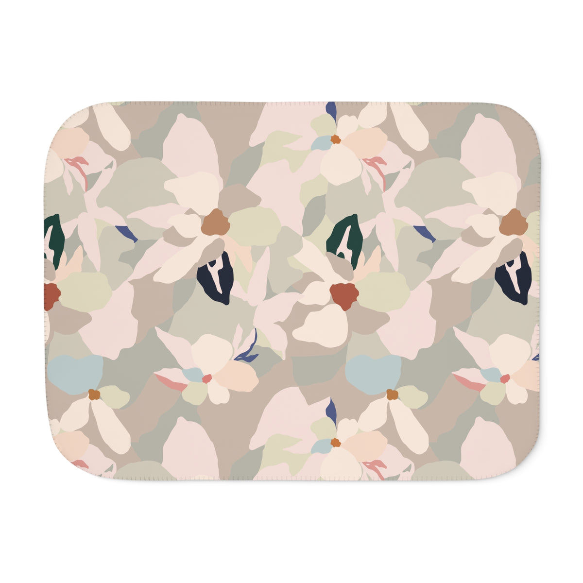 Blush Beige Abstract Petal Sherpa Blanket | Modern Floral Throw
