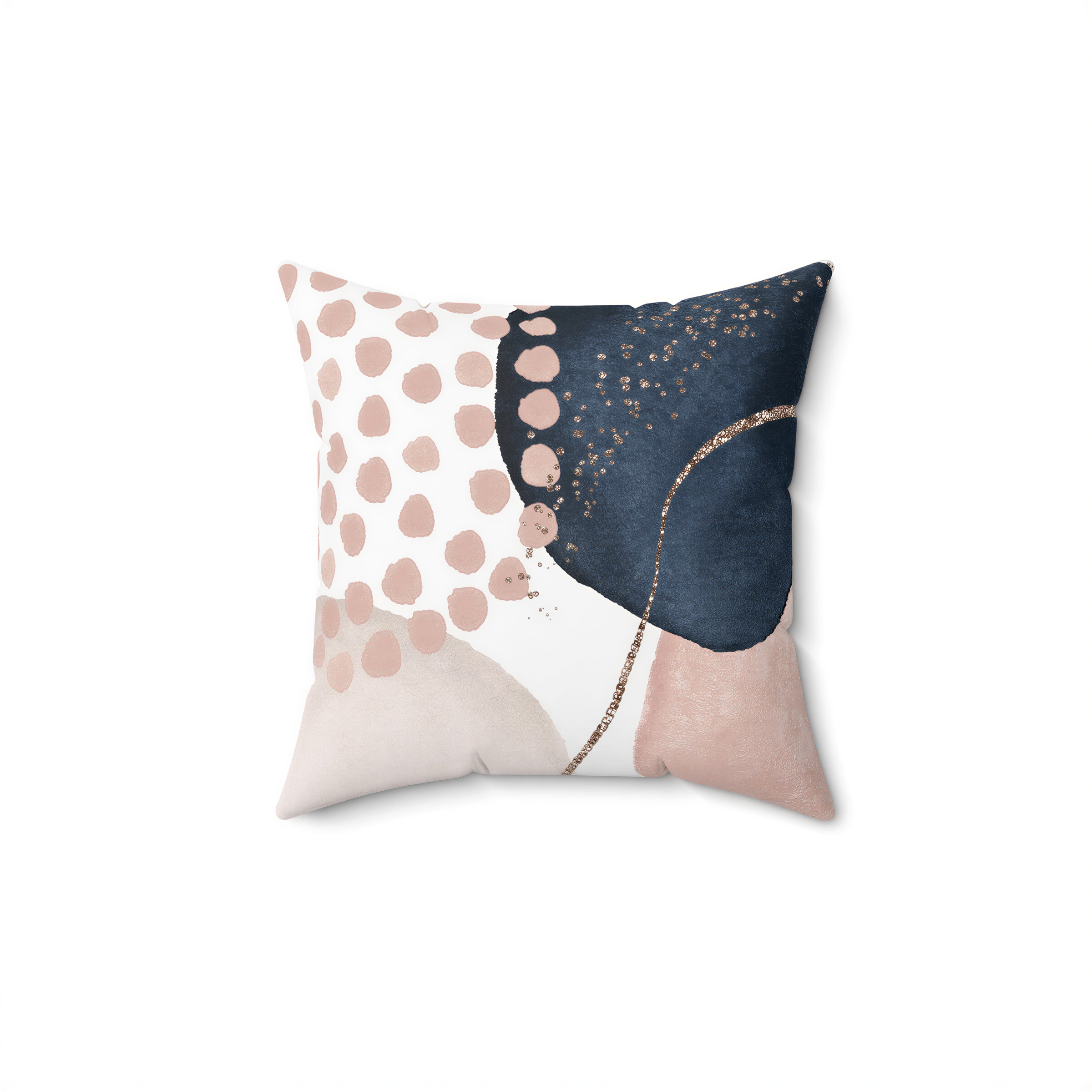 Abstract Pillow Cover Blush Pink Navy in a modern living room