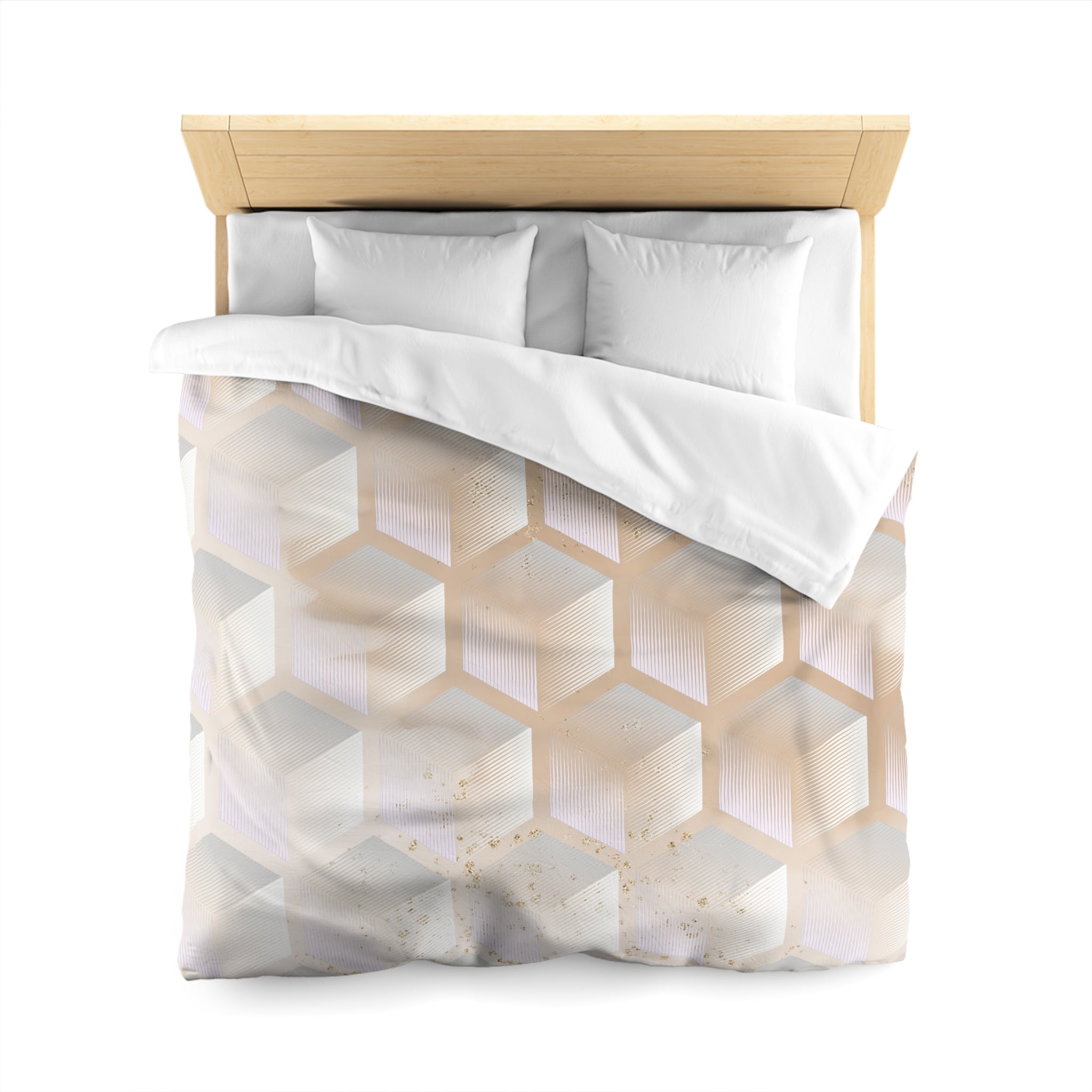 Geometric Duvet Cover | Pastel Pink Beige | Bedding Sets