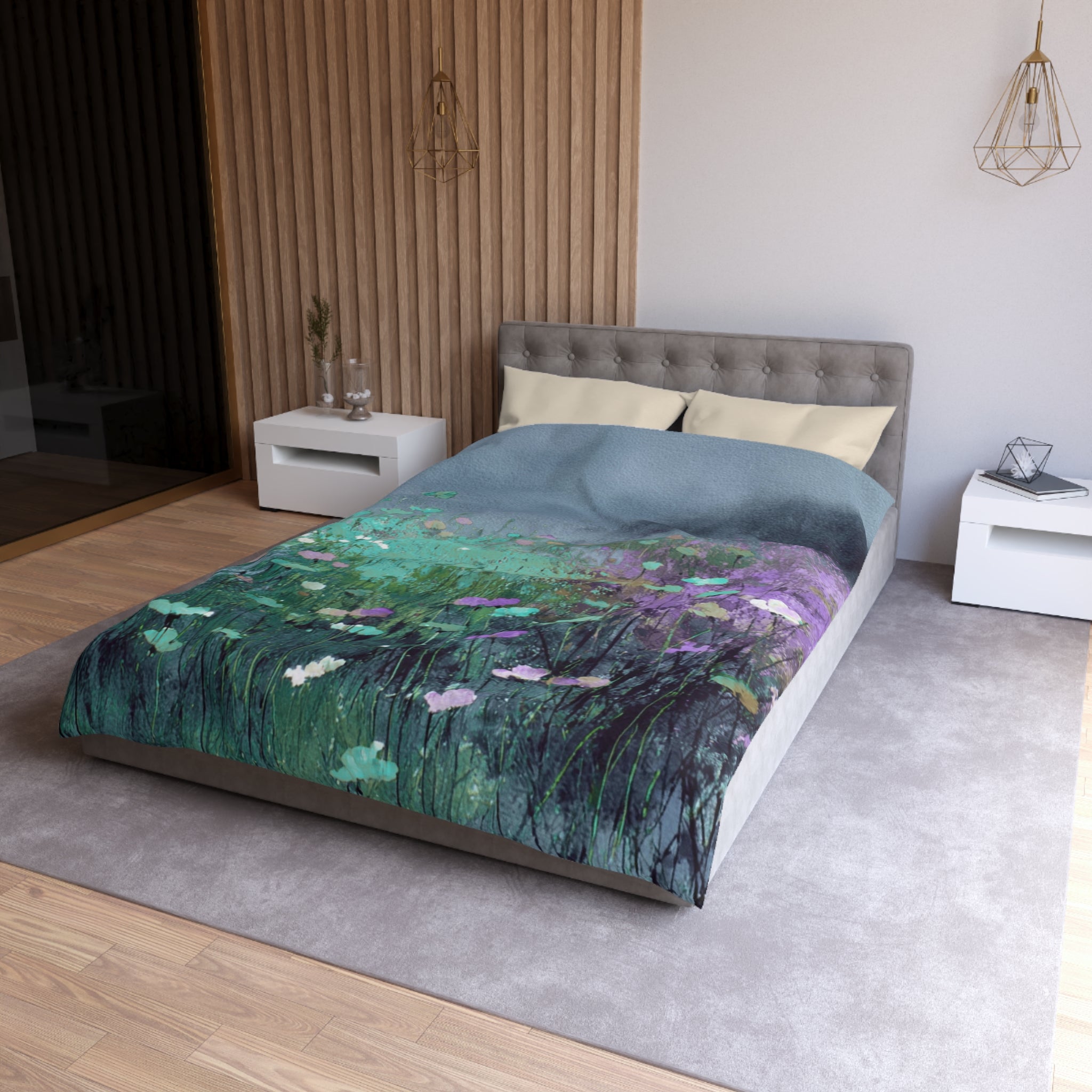Floral Duvet, Pillow Cover | Teal Purple Bedroom Decor