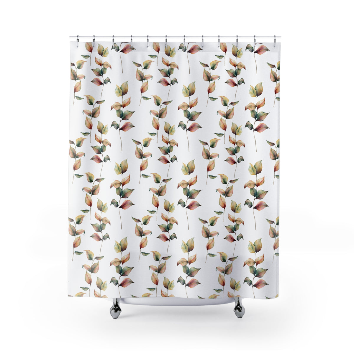 Rust Sage Autumn Leaf Shower Curtain, Bath Curtain 71x74