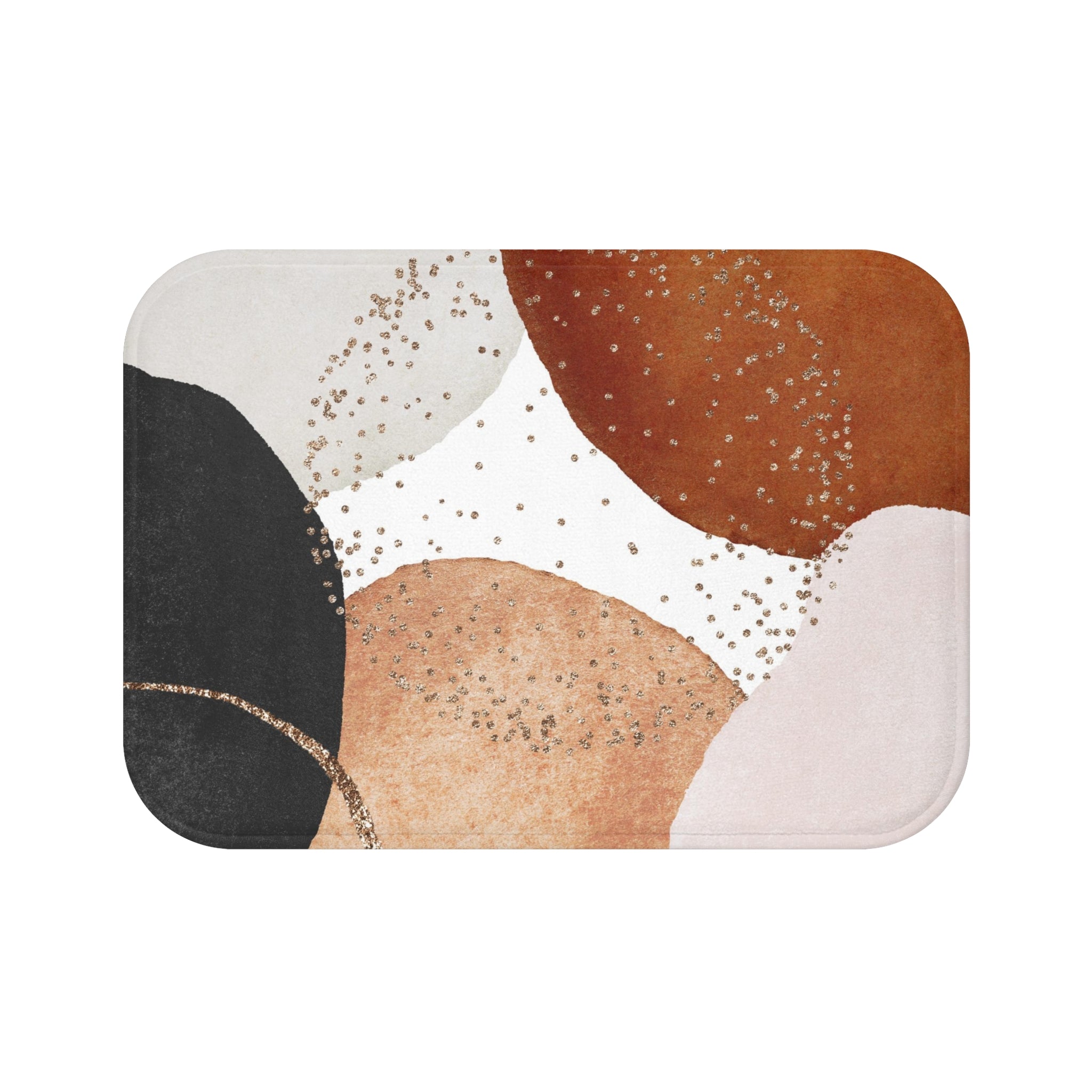 Boho Floral Bath, Kitchen Mat | Modern Rust Beige, Grey Black