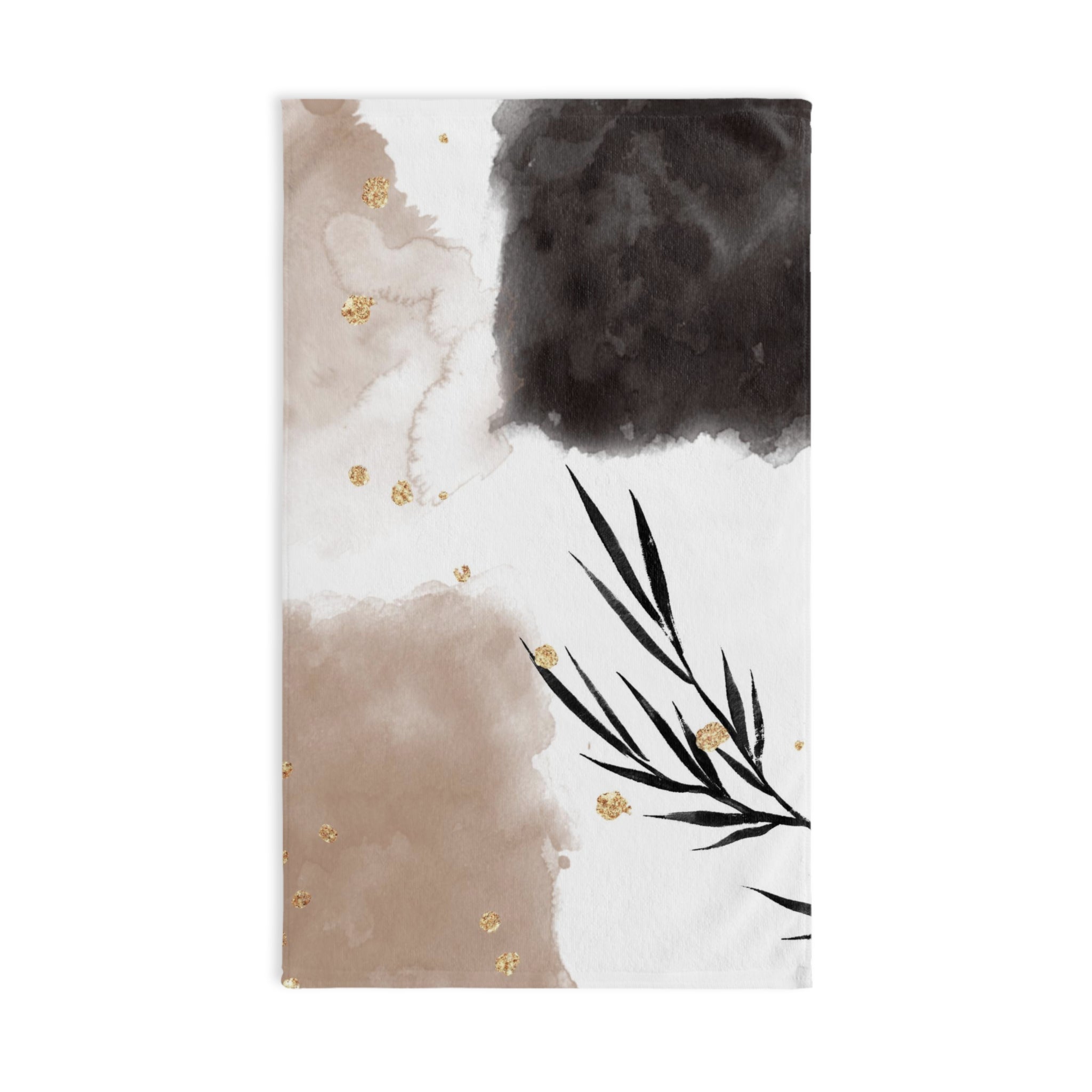 Abstract Kitchen, Bath Hand Towel | Hygge Floral, Black Brown Beige