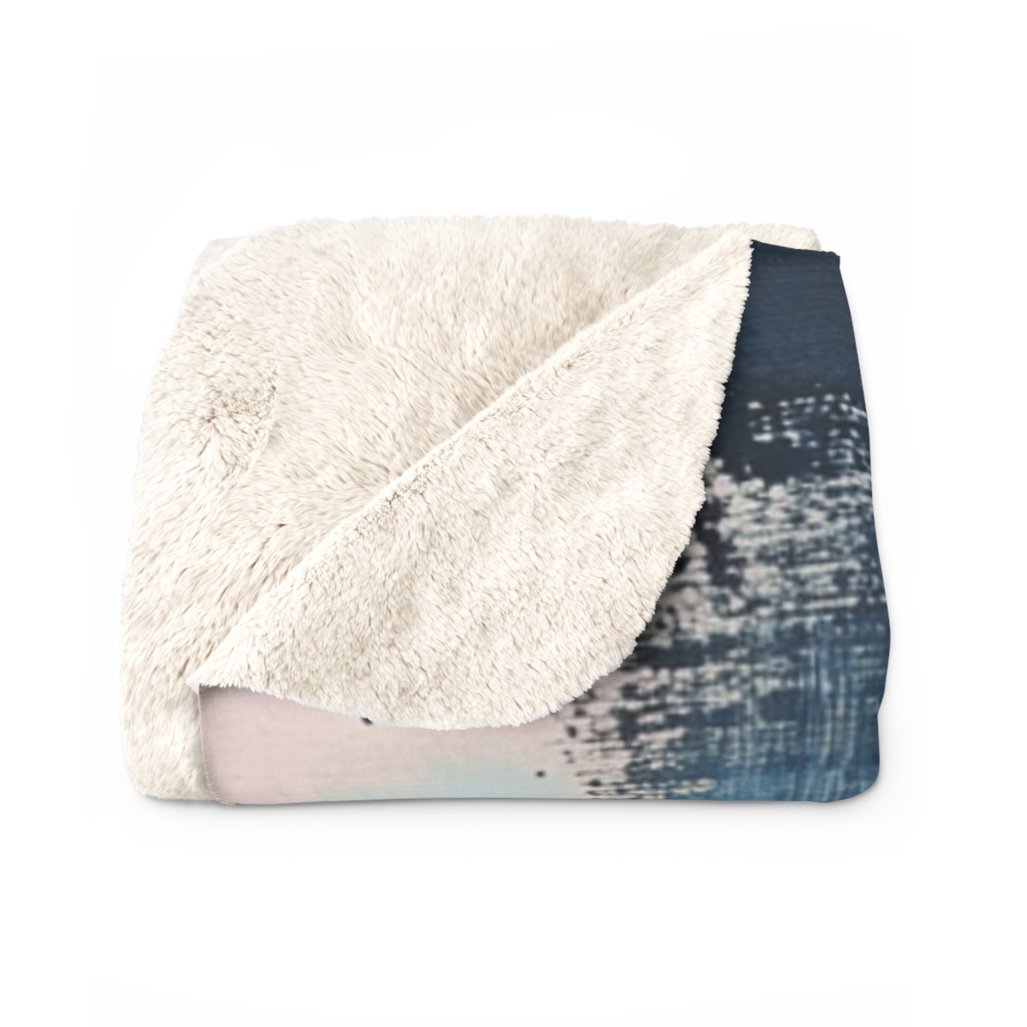 Abstract Throw Blanket | Blush Pink White Blue Watercolor
