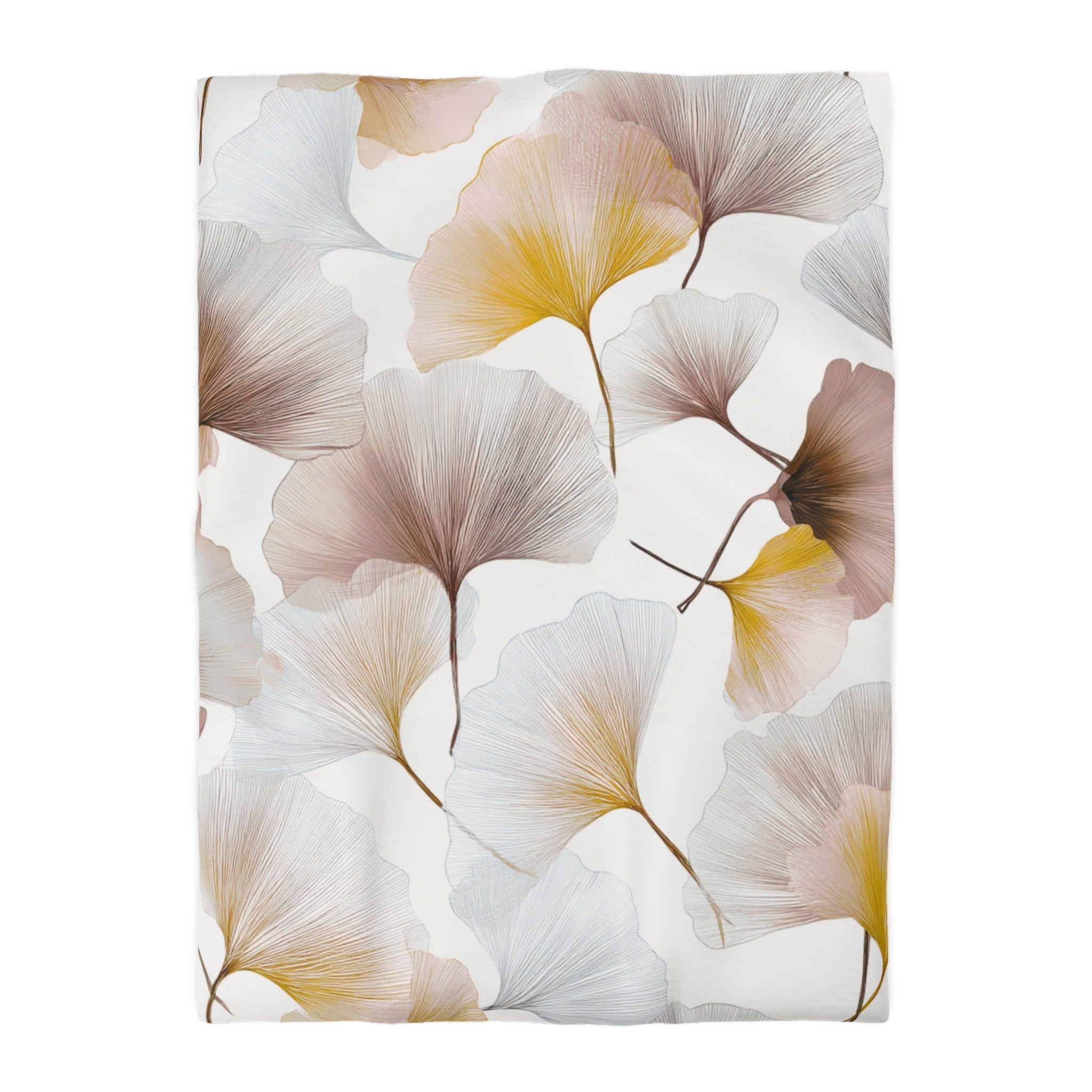 White and yellow floral duvet cover, close-up of the pattern detail