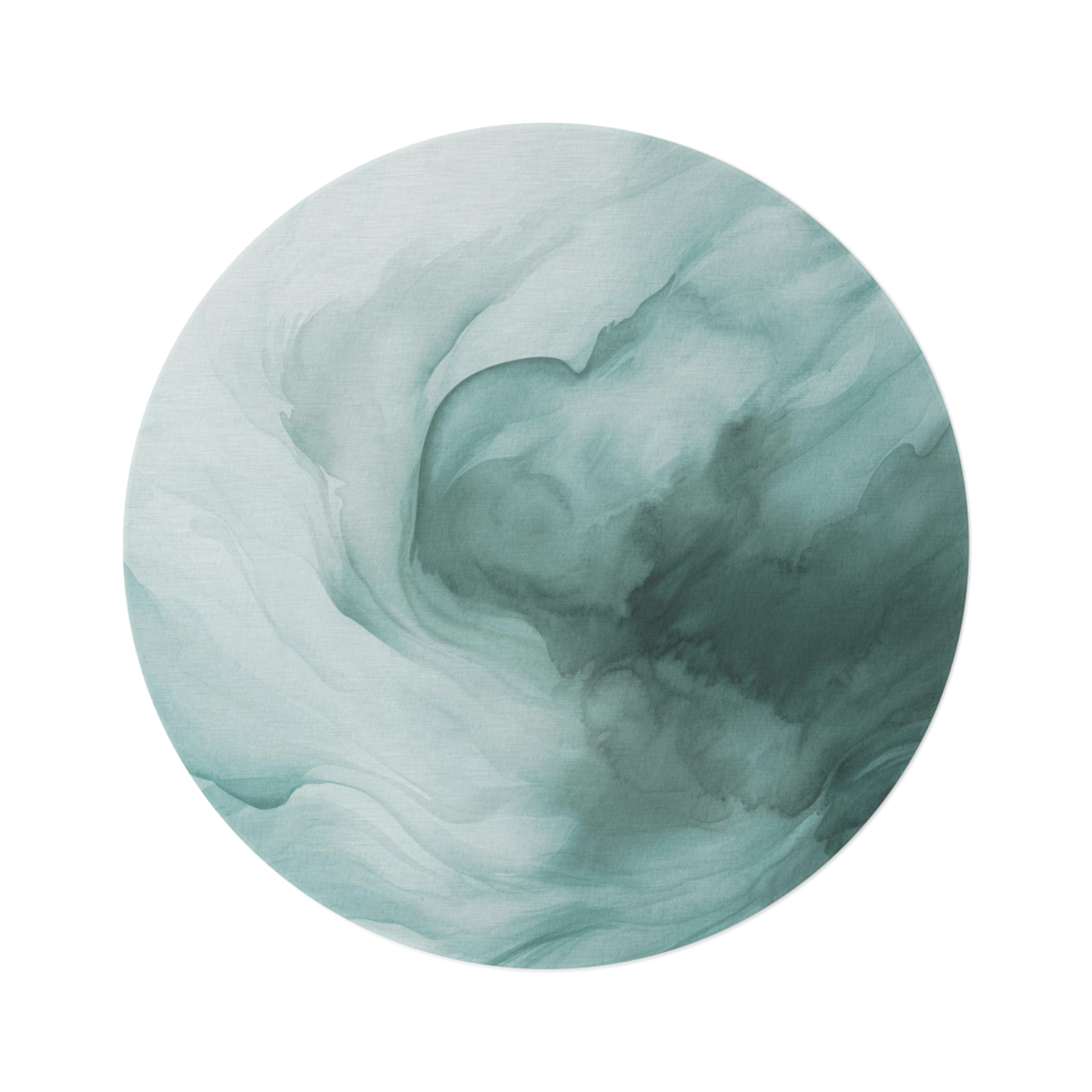 Round Area Rug | Teal Green Ombre, White