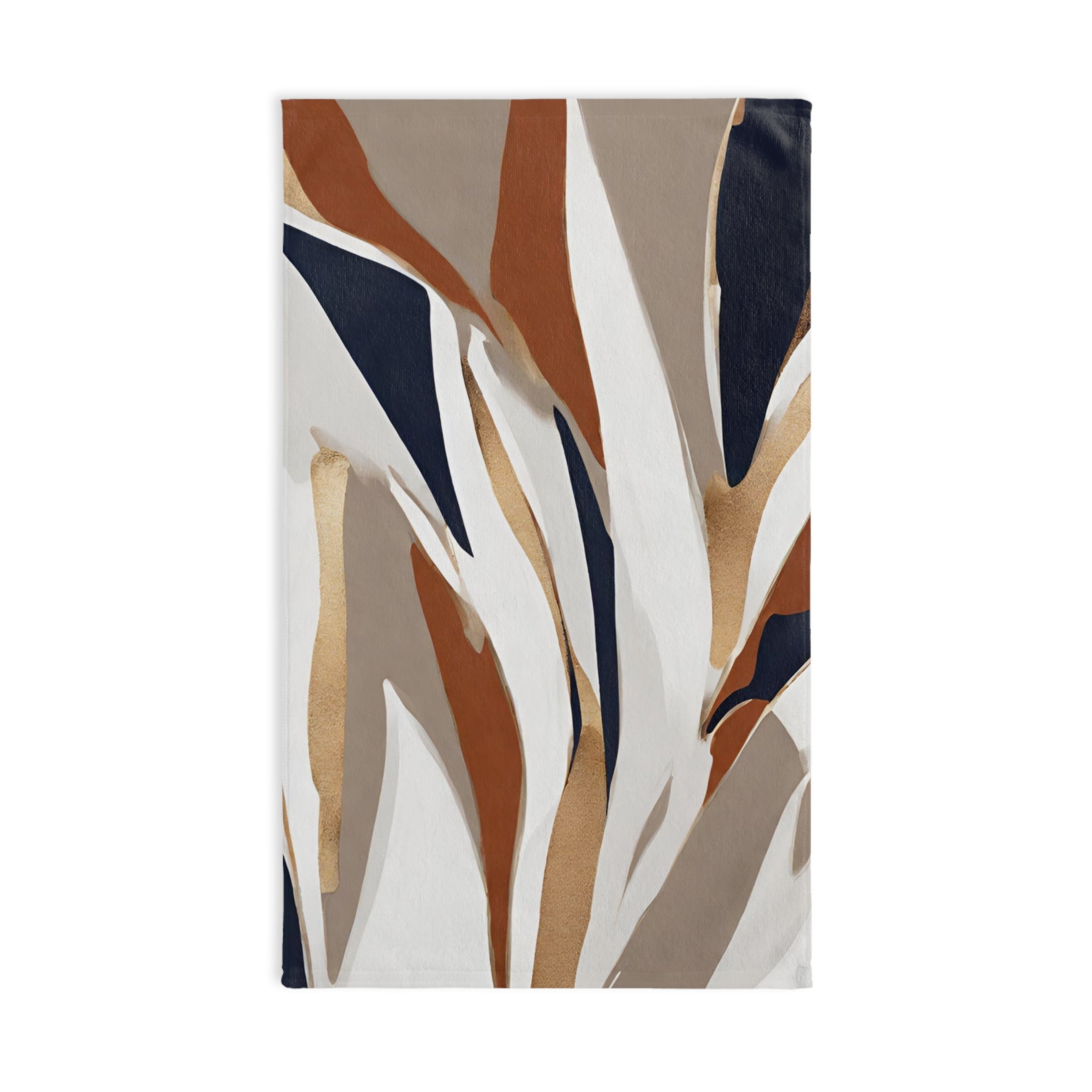 Boho Kitchen, Bath Hand Towel | Abstract Beige Rust, Navy blue White