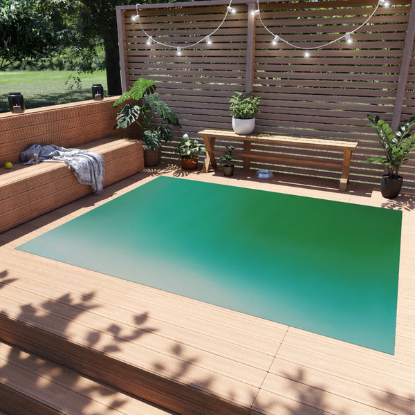 Abstract Large Outdoor Rug | Emerald Teal Green | Minimalist, Stylish Patio, Porch Floor Mat