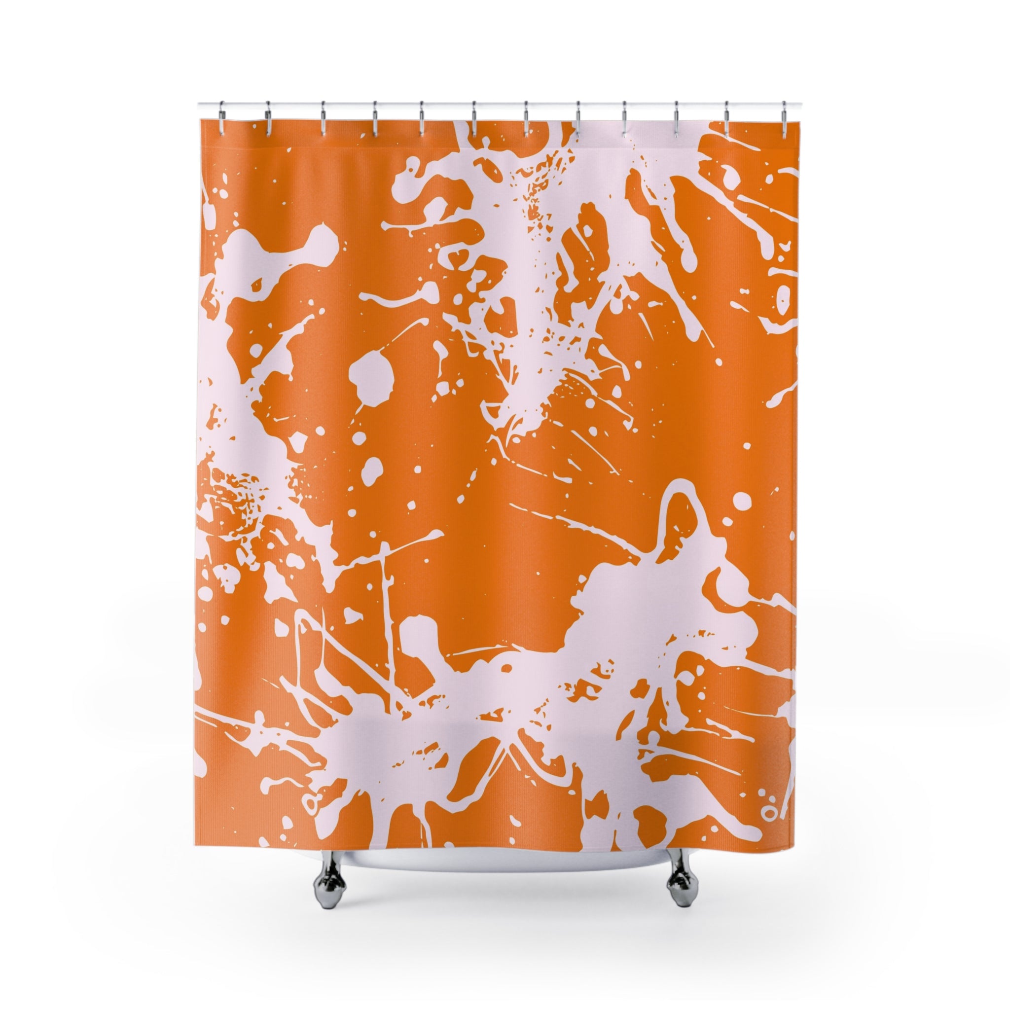 Abstract Shower Curtain | Colorful Orange Pink Ink Splash