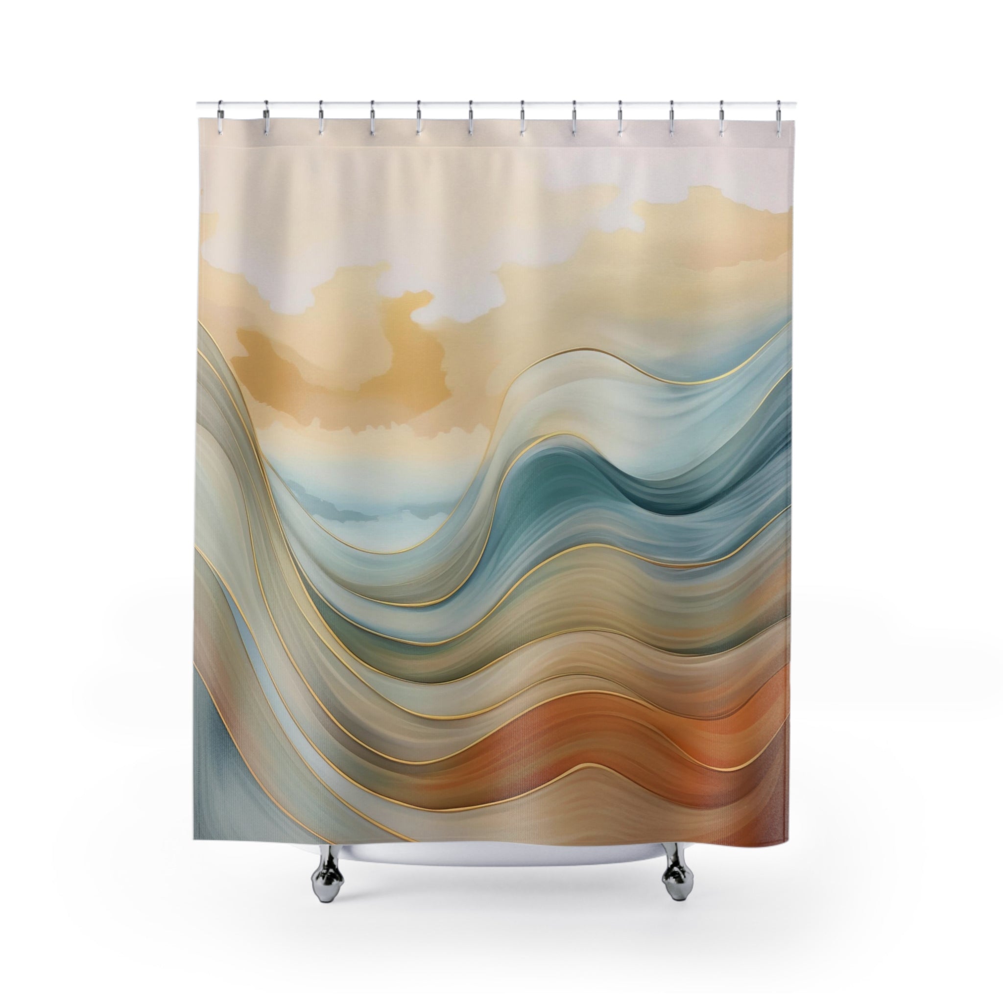 modern boho fabric shower curtain