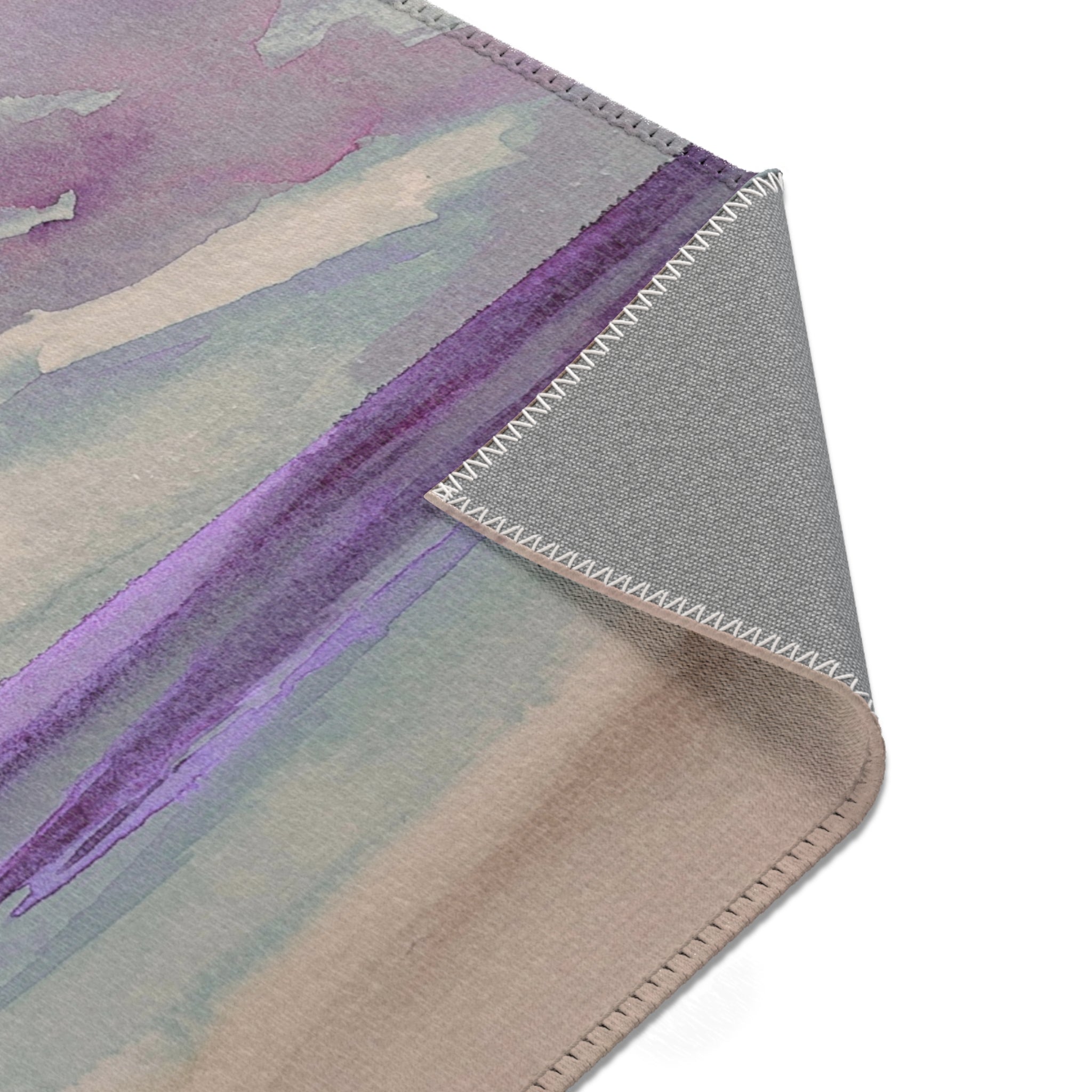 Abstract Area Rug | Beige Blue Purple Sky