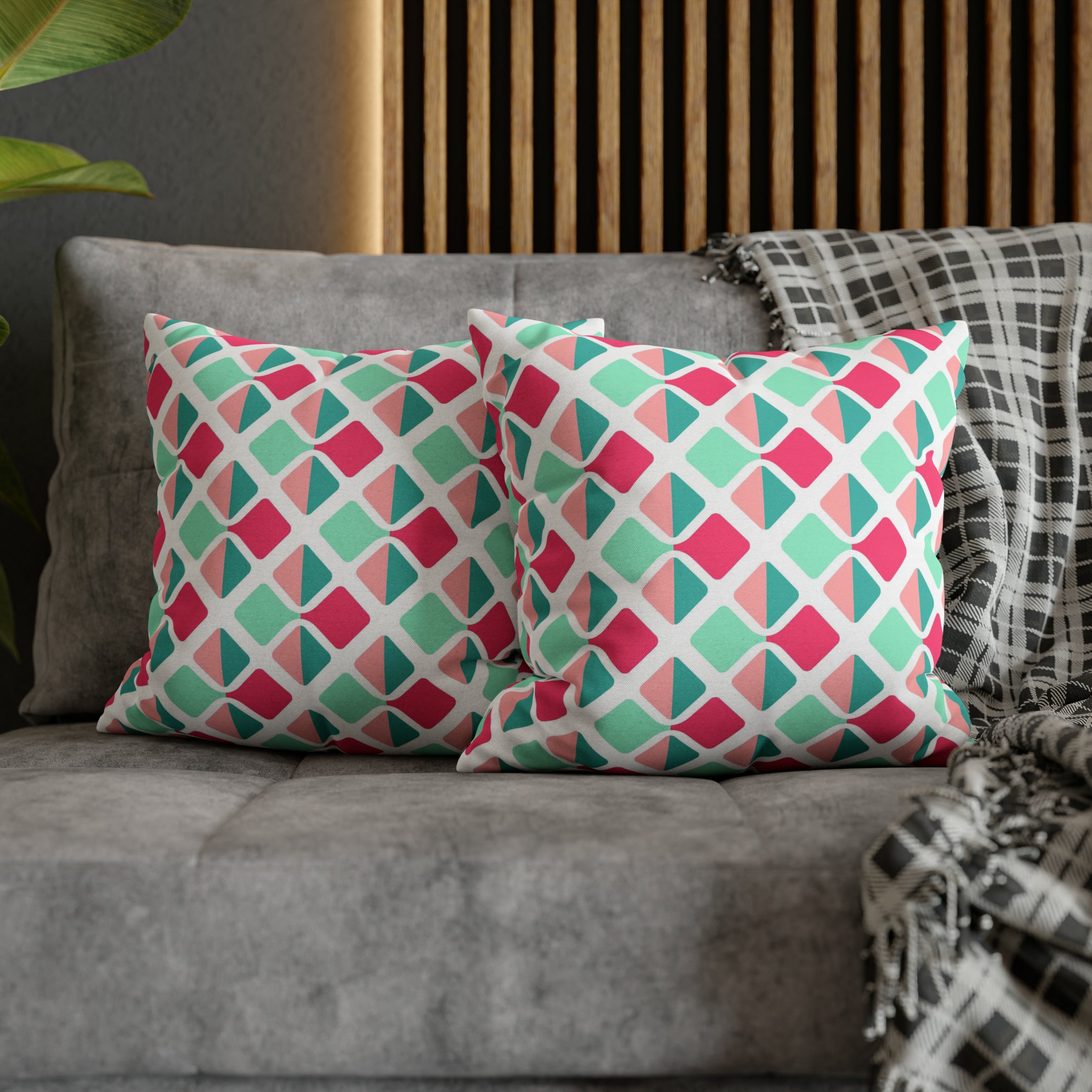 Modern Abstract Pillow Cover | Magenta Pink, Mint Green