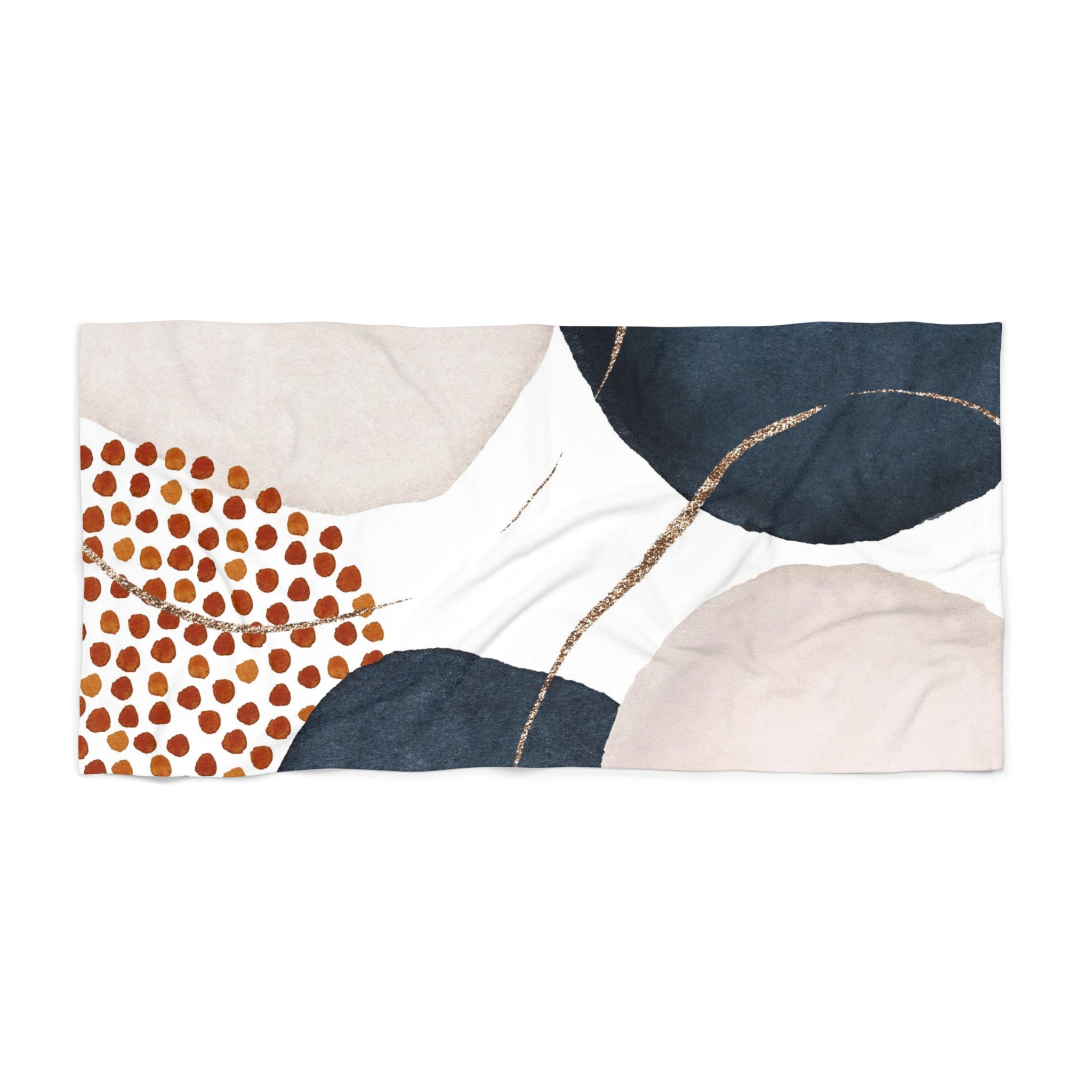 Abstract Boho Bath, Beach Towel | Navy Blue, Cream Rust