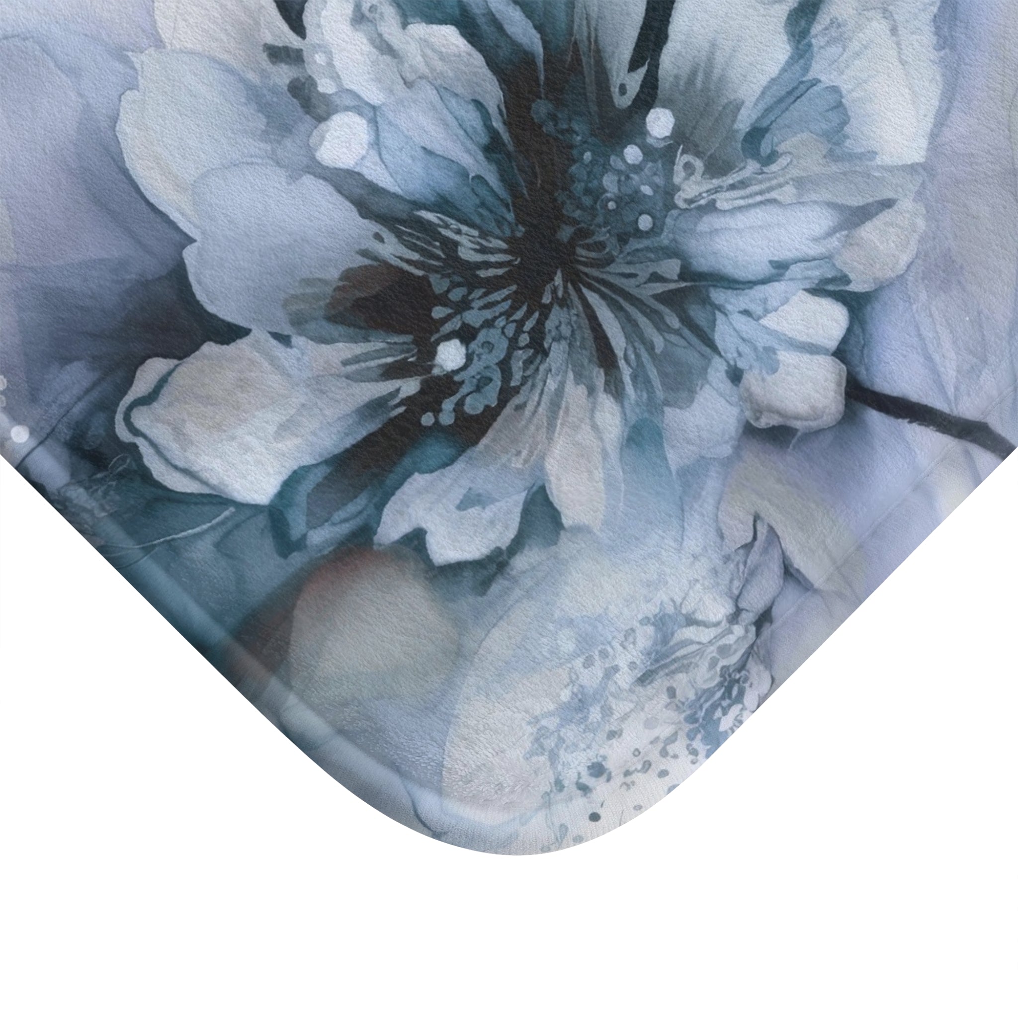 Floral Bath Mat | Pale Blue Watercolor Kitchen Mat