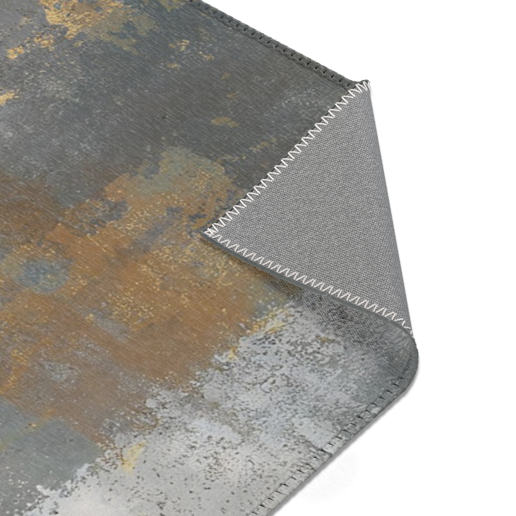 Abstract Large Area Rug | Modern Muted Gold Grey Ombre Watercolor Rug