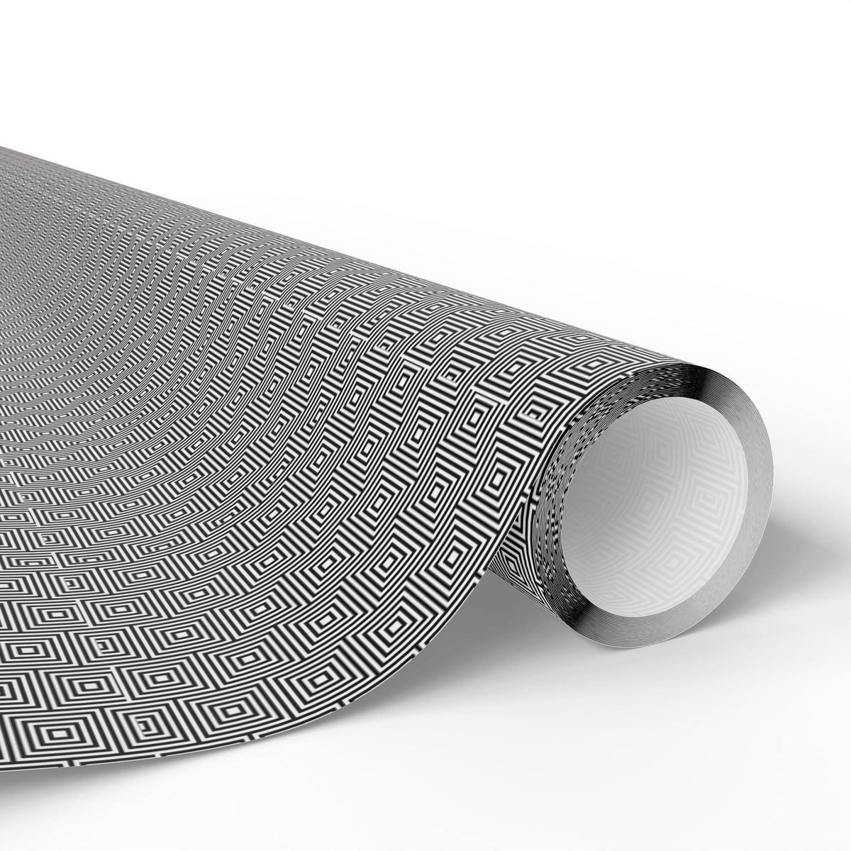 Black White Square Spiral Geometric Wrapping Paper, Gift Wrap