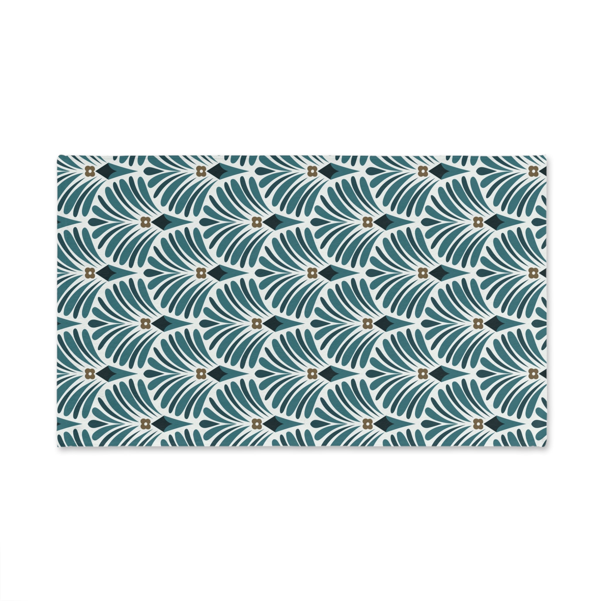 Boho Kitchen, Bath Hand Towel | Art Deco Nouveau Teal Green