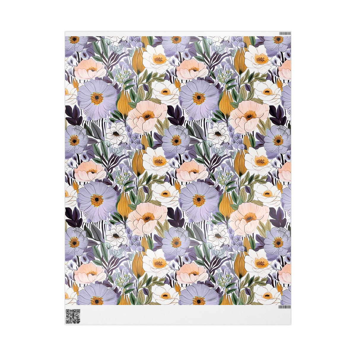 Lilac Peach Garden Blossom Wrapping Paper, Floral Gift Wrap