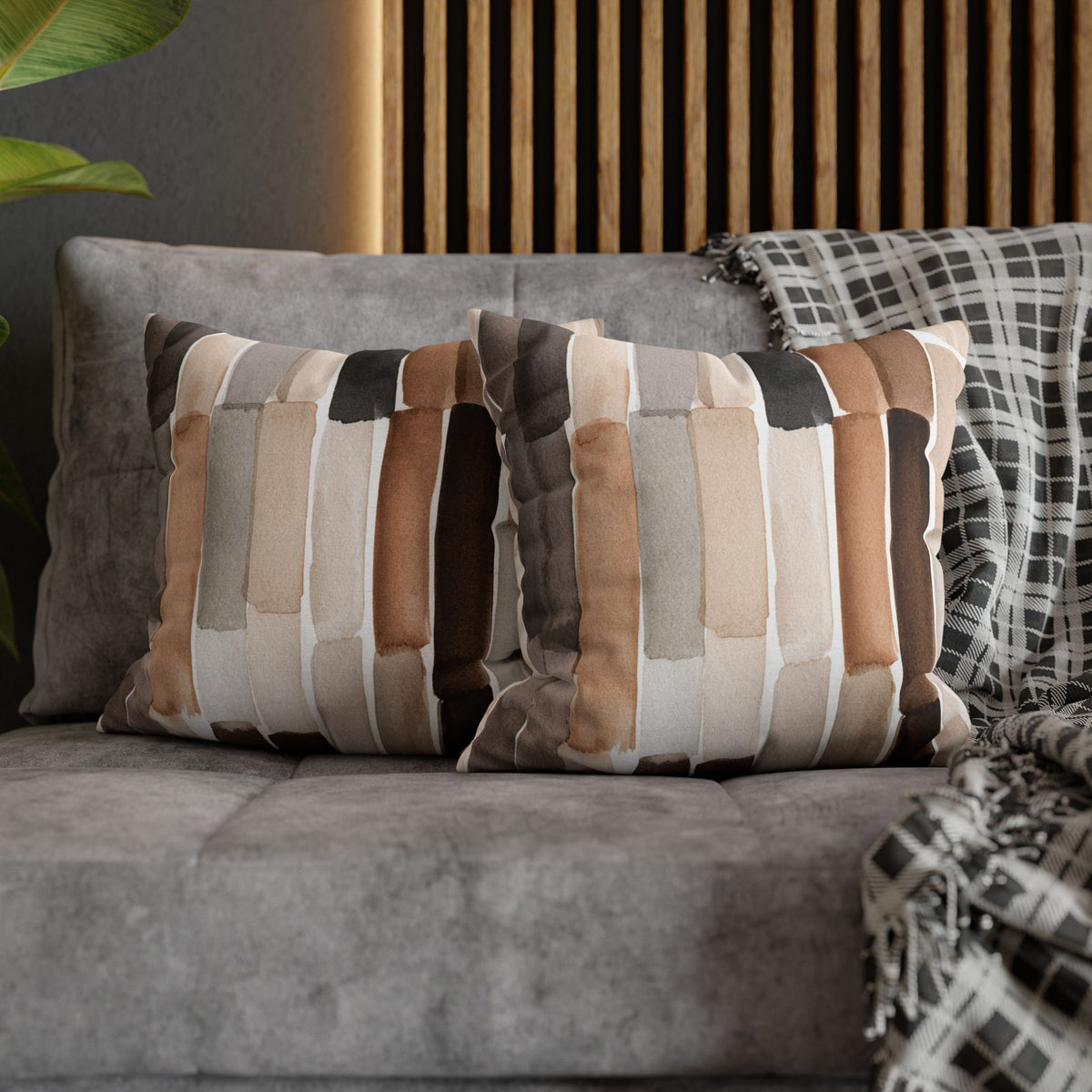 Abstract Pillow Cover | Taupe Brown Stripe Pillowcase