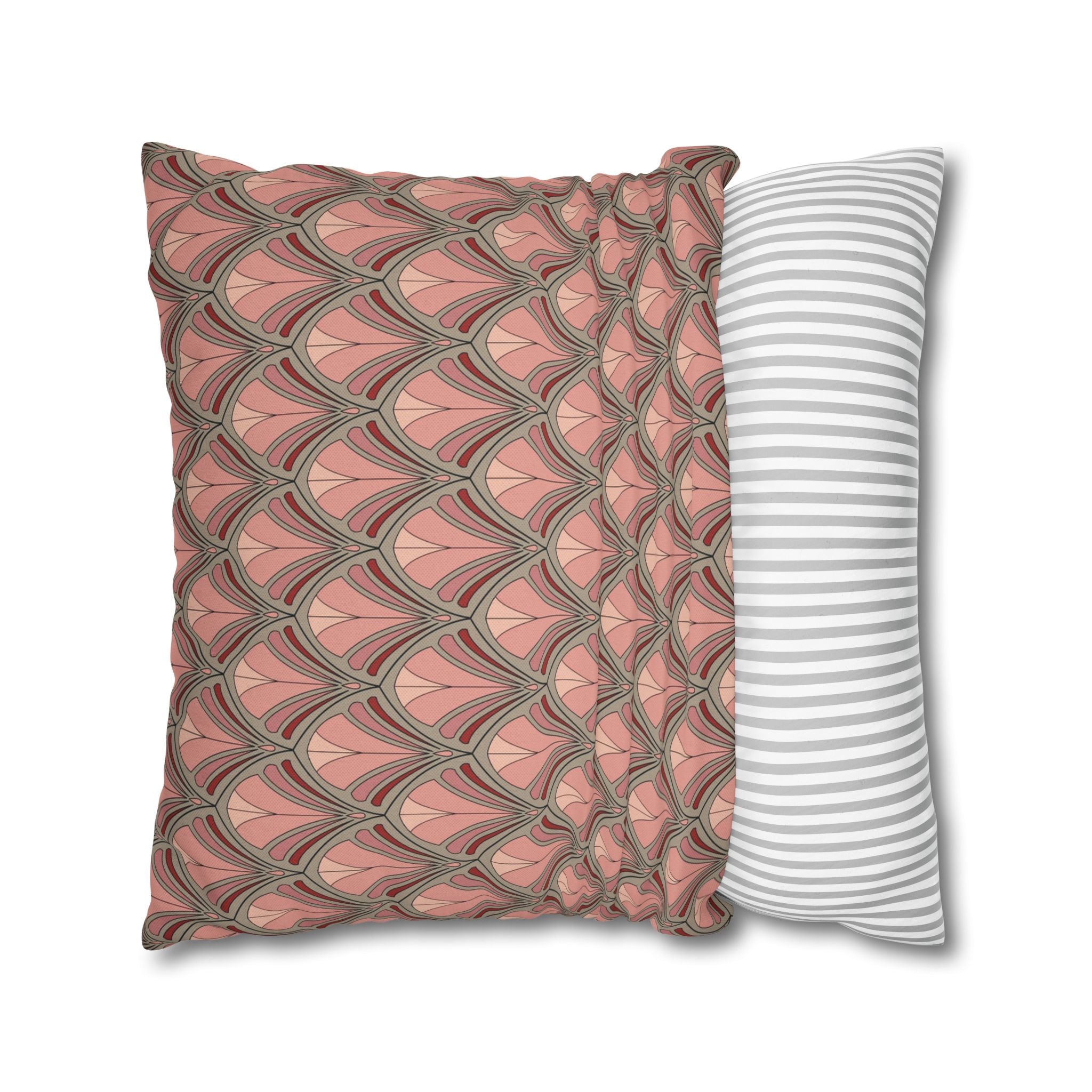 Art Deco Nouveau Pillow Cover | Dusty Pink Grey Red Minimalist Geometric