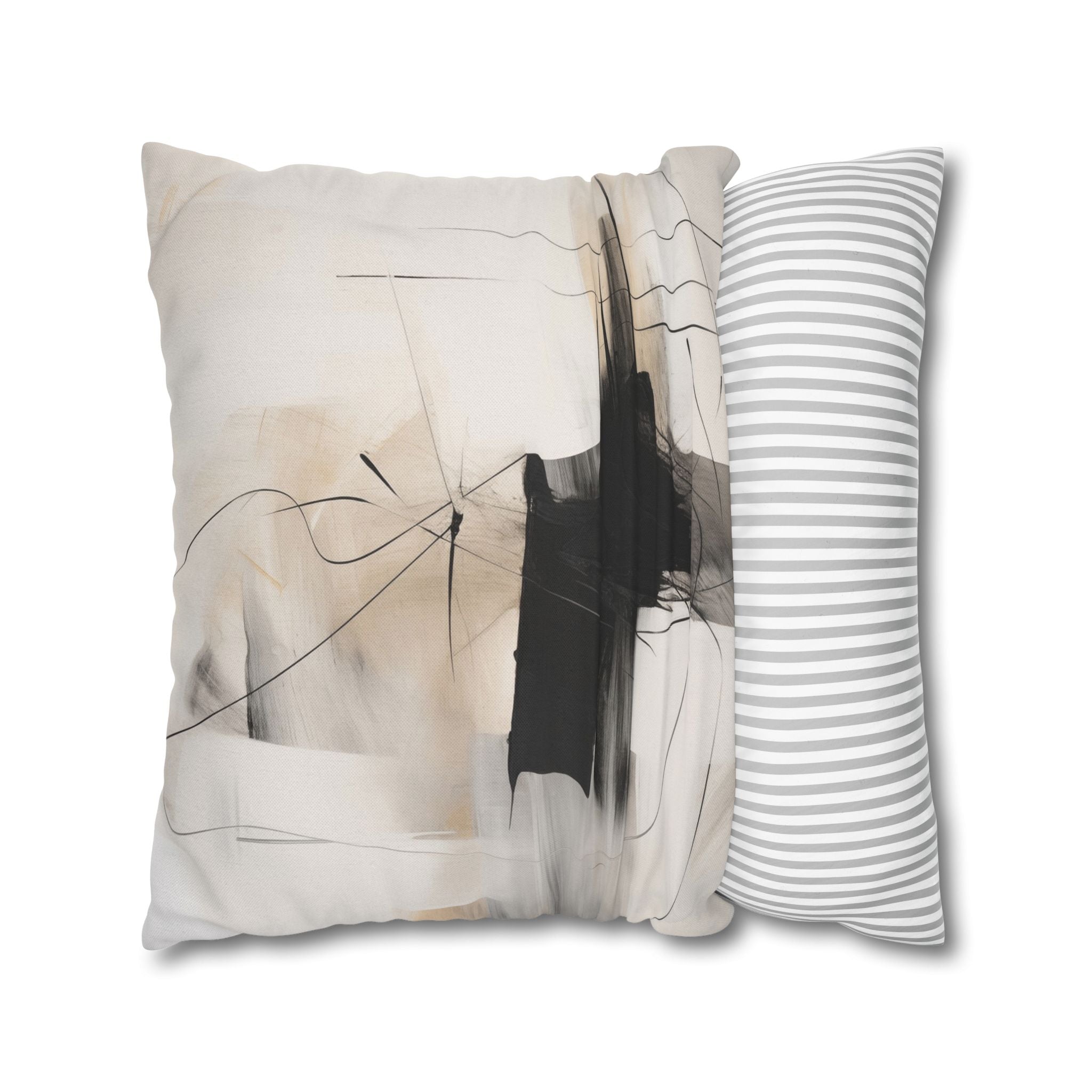 Abstract Pillow Cover | Black White Grey Beige