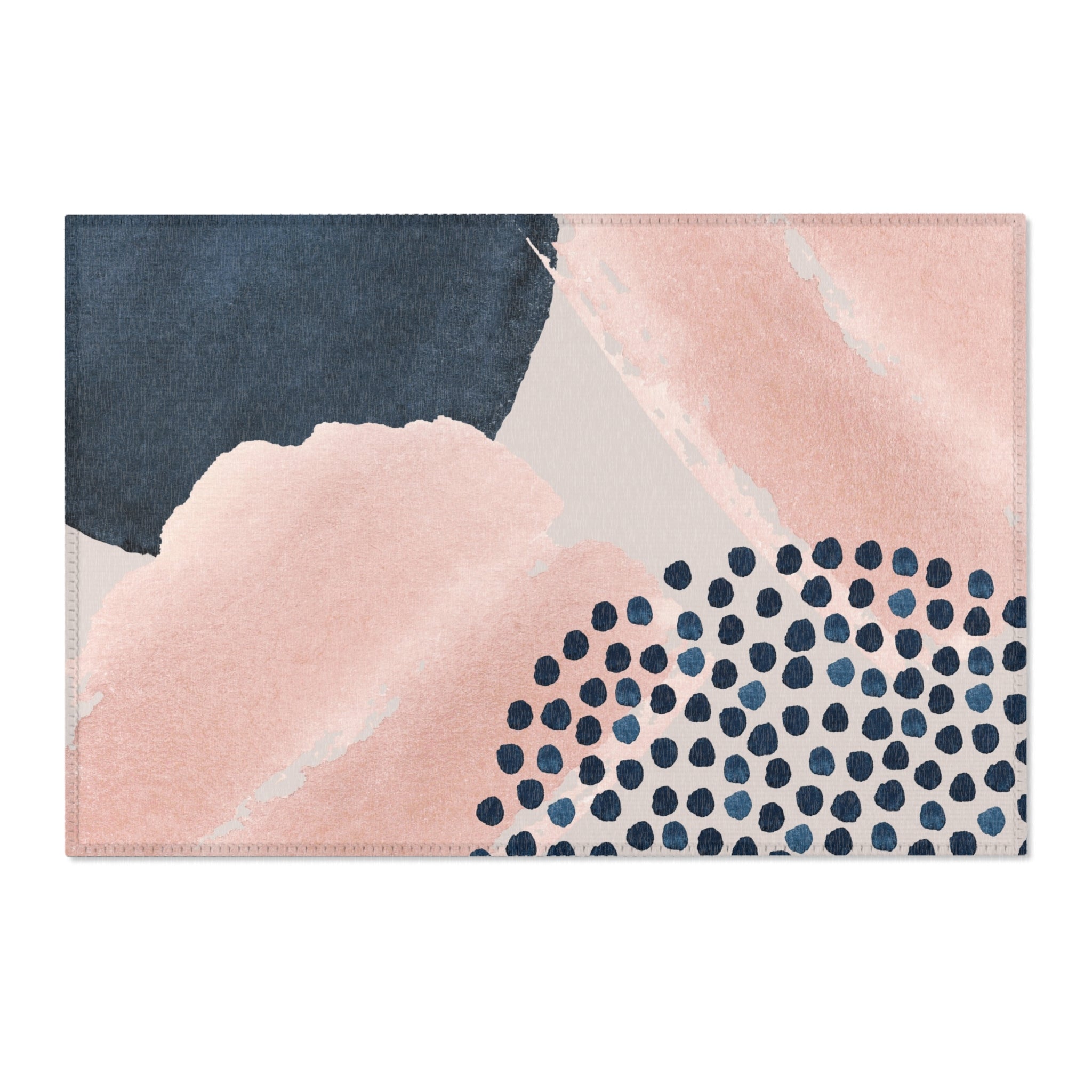 Abstract Area Rug | Blush Grey, Navy Blue Watercolor