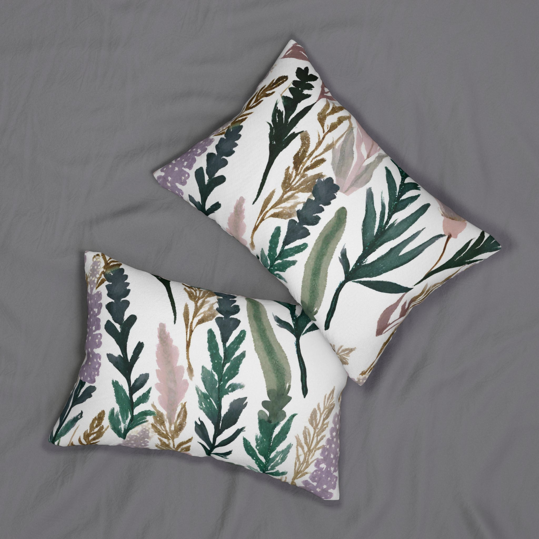 Boho Floral Lumbar Pillow | Sage Green, Beige White