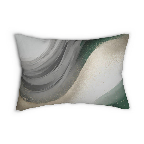 Abstract Lumbar Pillow | Grey Beige, Green