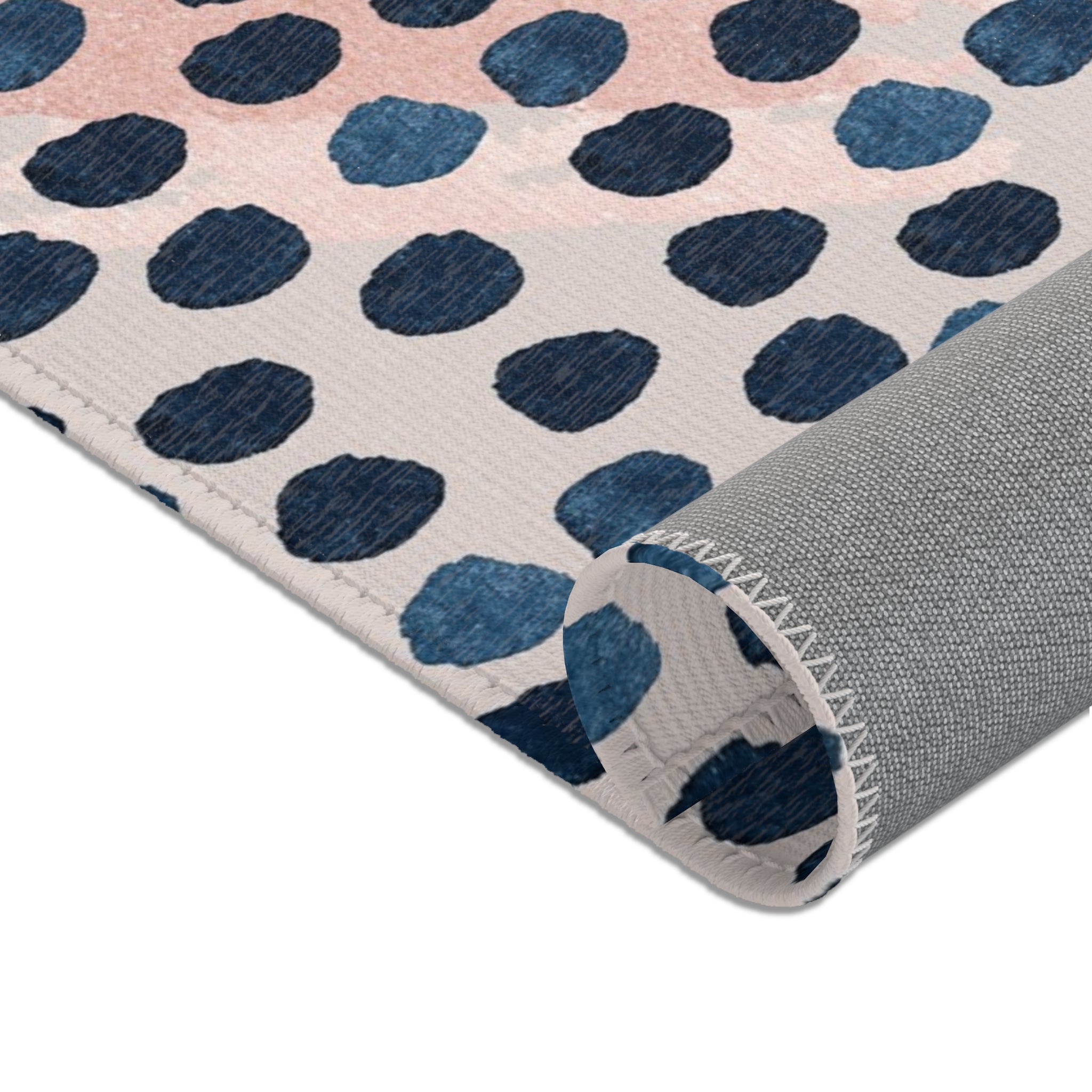 Abstract Area Rug | Blush Grey, Navy Blue Watercolor