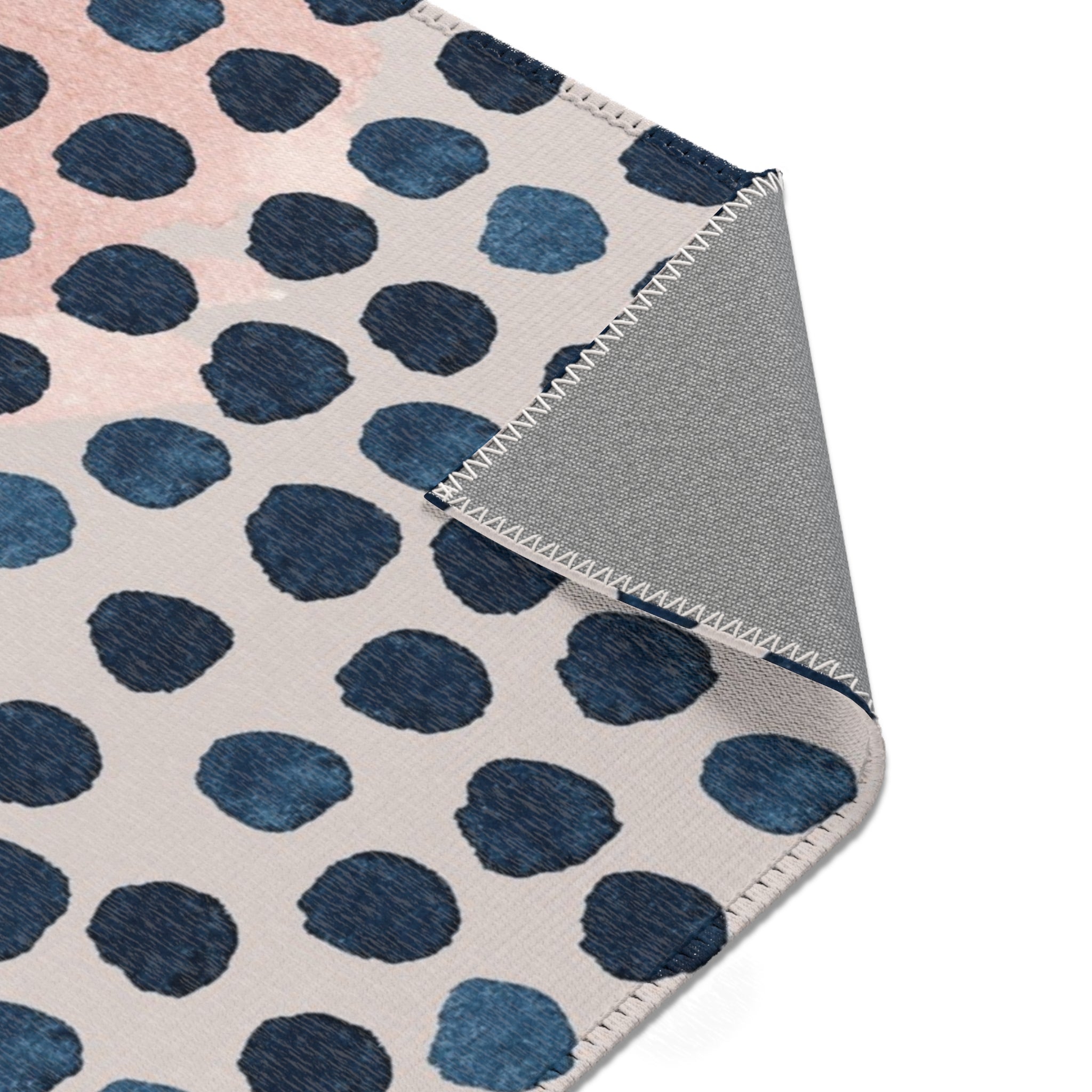 Abstract Area Rug | Blush Grey, Navy Blue Watercolor