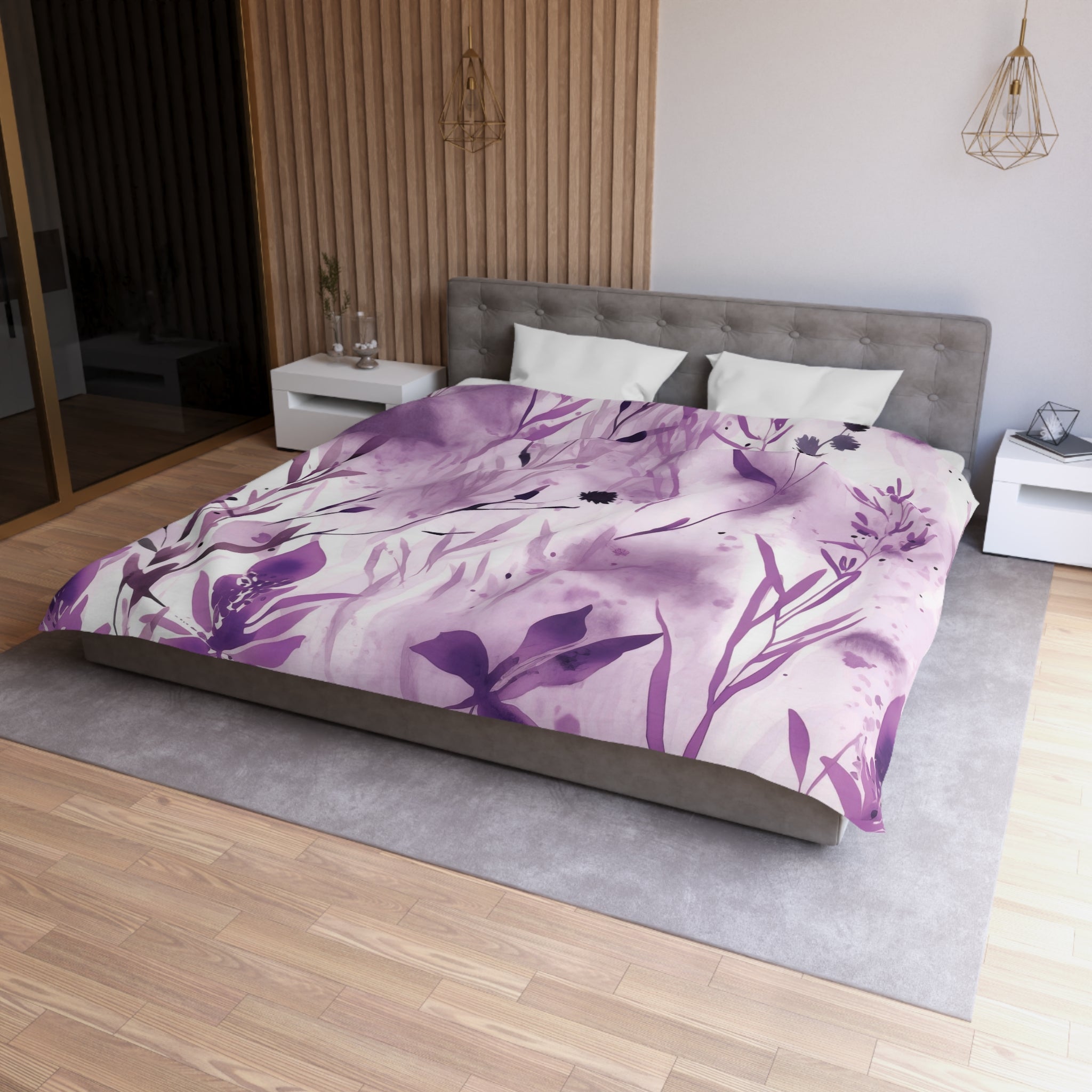 Floral Duvet, Pillow Cover | Floral, Purple White Bedroom Decor