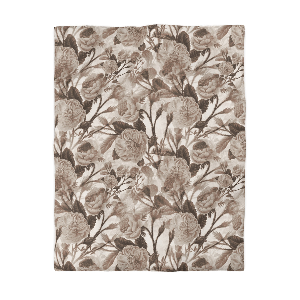 a repeating pattern of brown and white flowers and leaves, creating a visually appealing and intricate design.