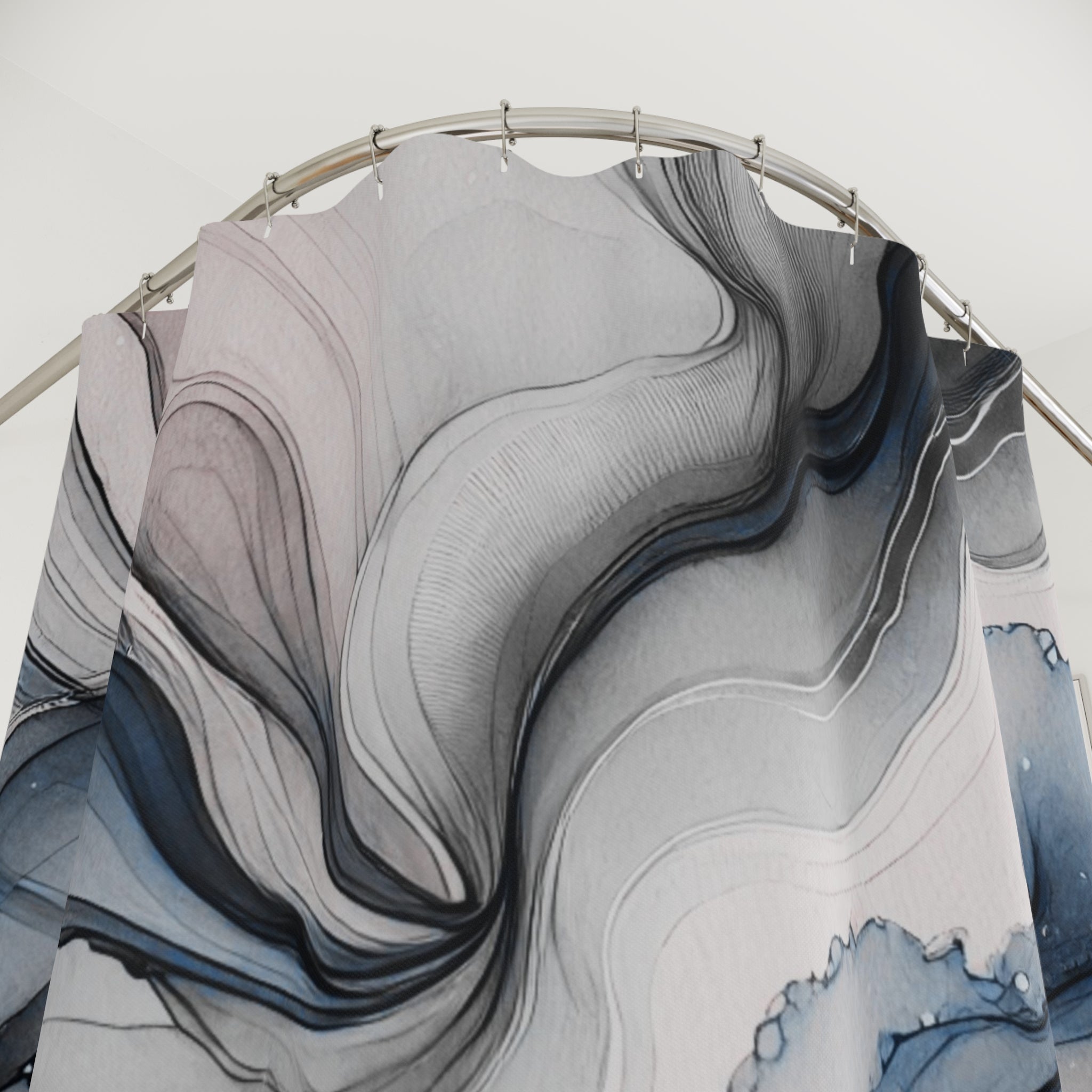 Abstract Watercolor Shower Curtain | Grey Blue Ombre Bathroom Decor