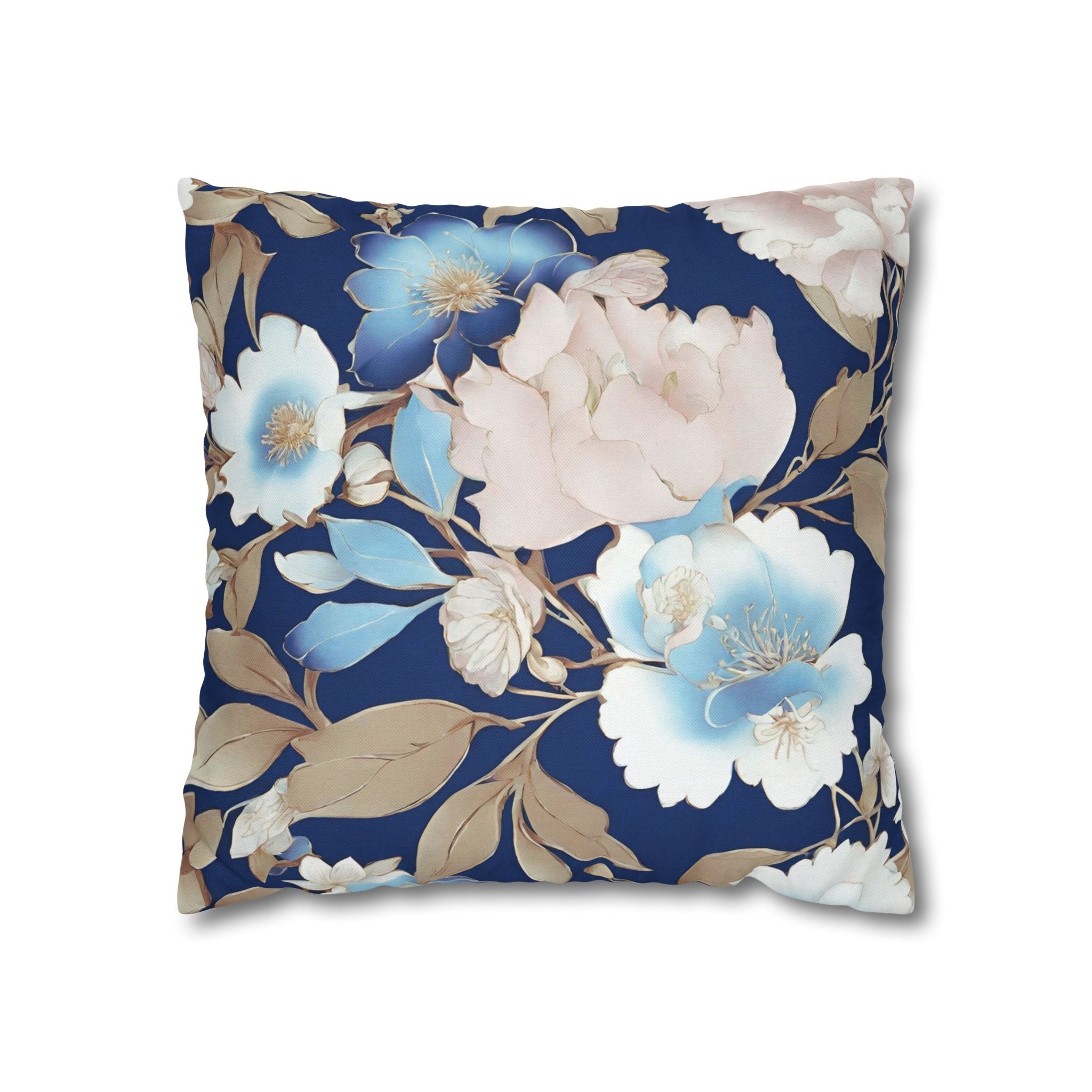 Floral Pillow Cover | Blue Beige Blush Garden